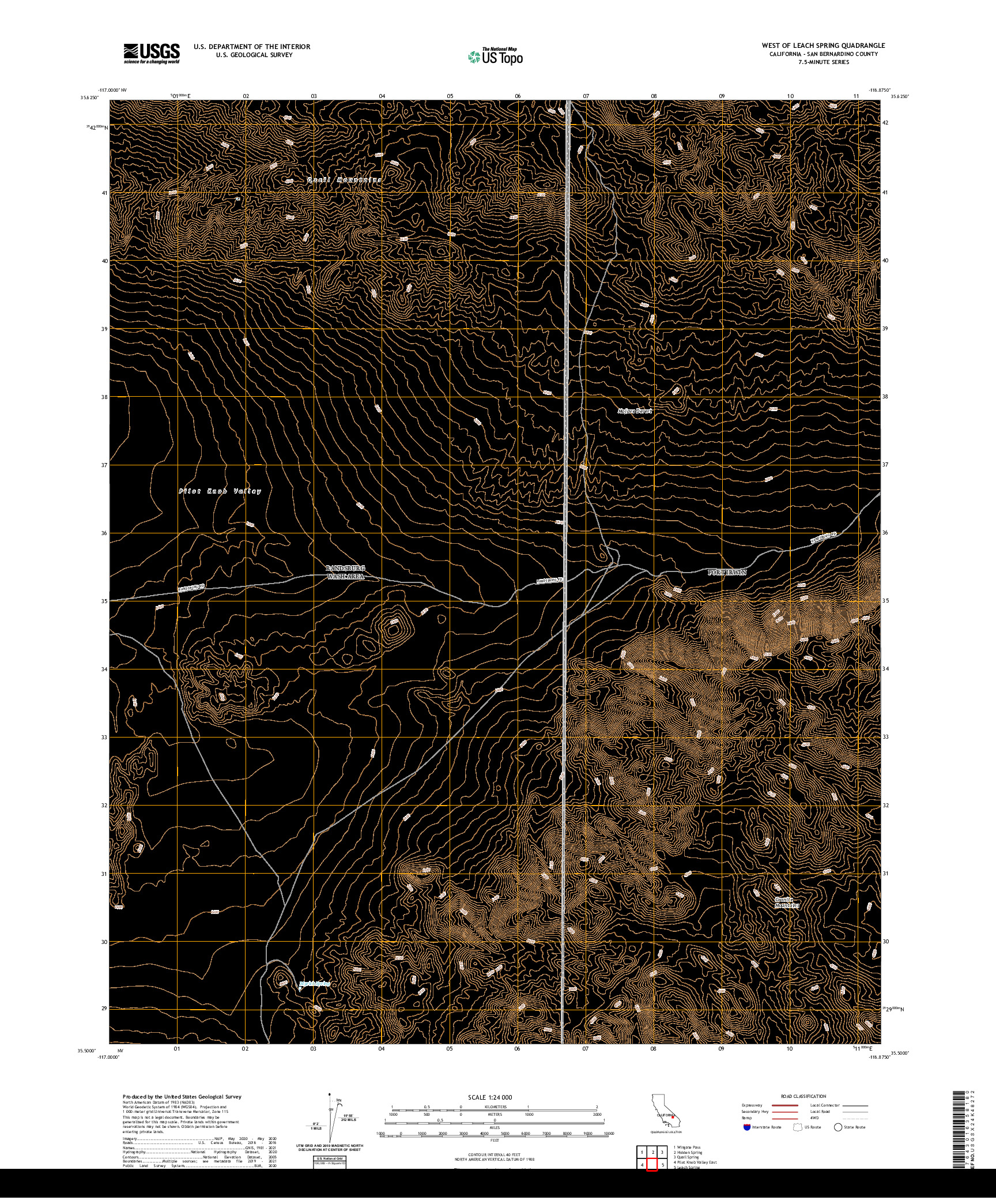 US TOPO 7.5-MINUTE MAP FOR WEST OF LEACH SPRING, CA