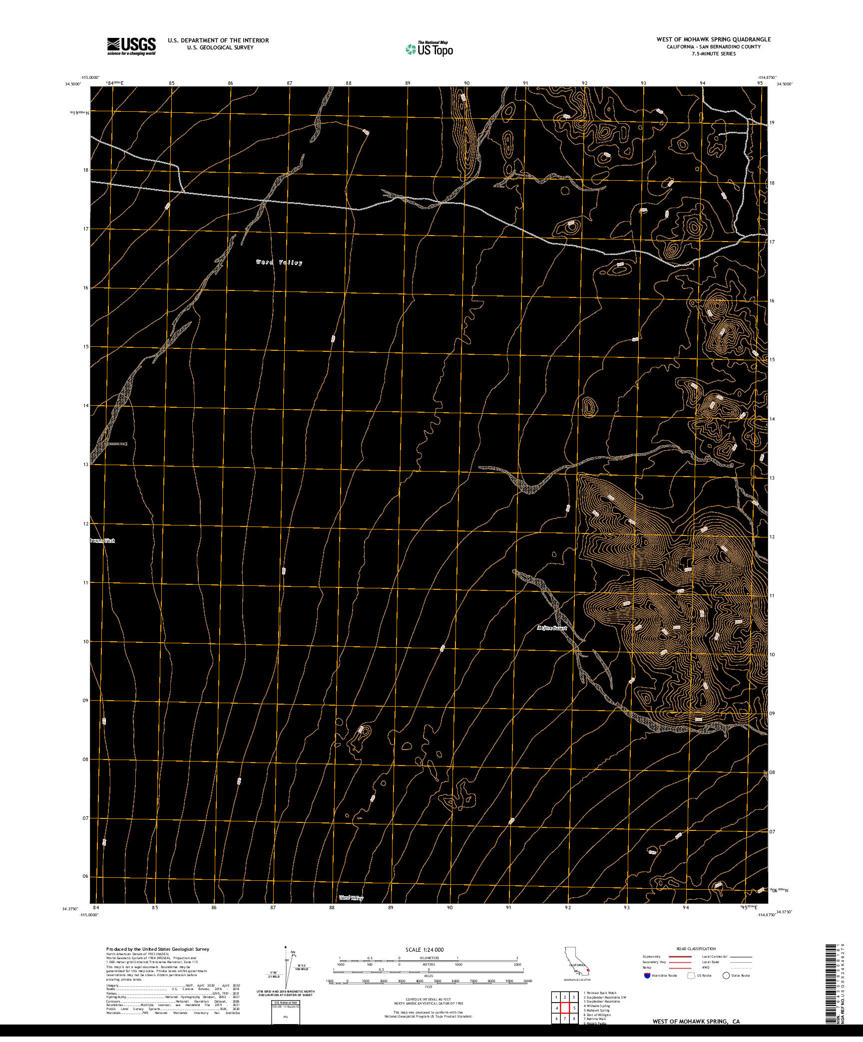 US TOPO 7.5-MINUTE MAP FOR WEST OF MOHAWK SPRING, CA