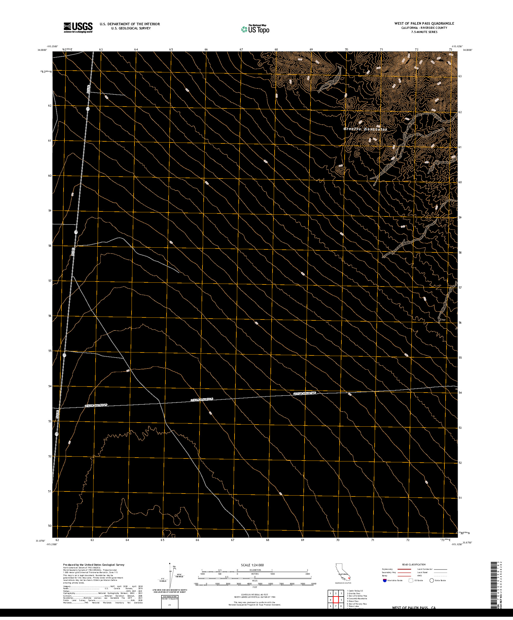 US TOPO 7.5-MINUTE MAP FOR WEST OF PALEN PASS, CA