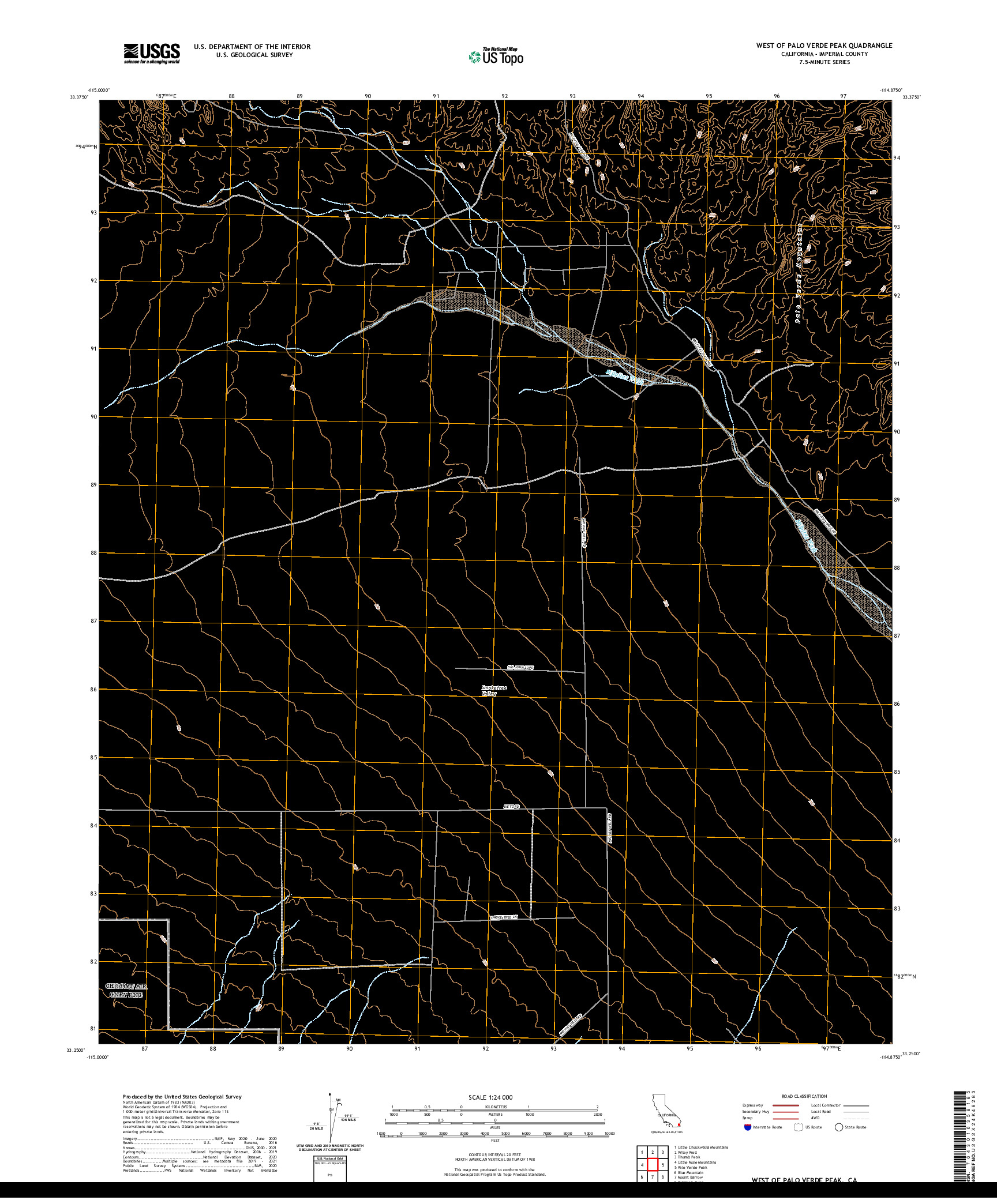 US TOPO 7.5-MINUTE MAP FOR WEST OF PALO VERDE PEAK, CA