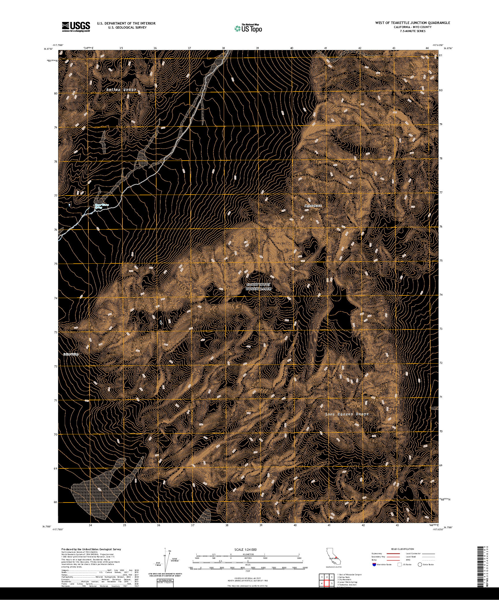 US TOPO 7.5-MINUTE MAP FOR WEST OF TEAKETTLE JUNCTION, CA