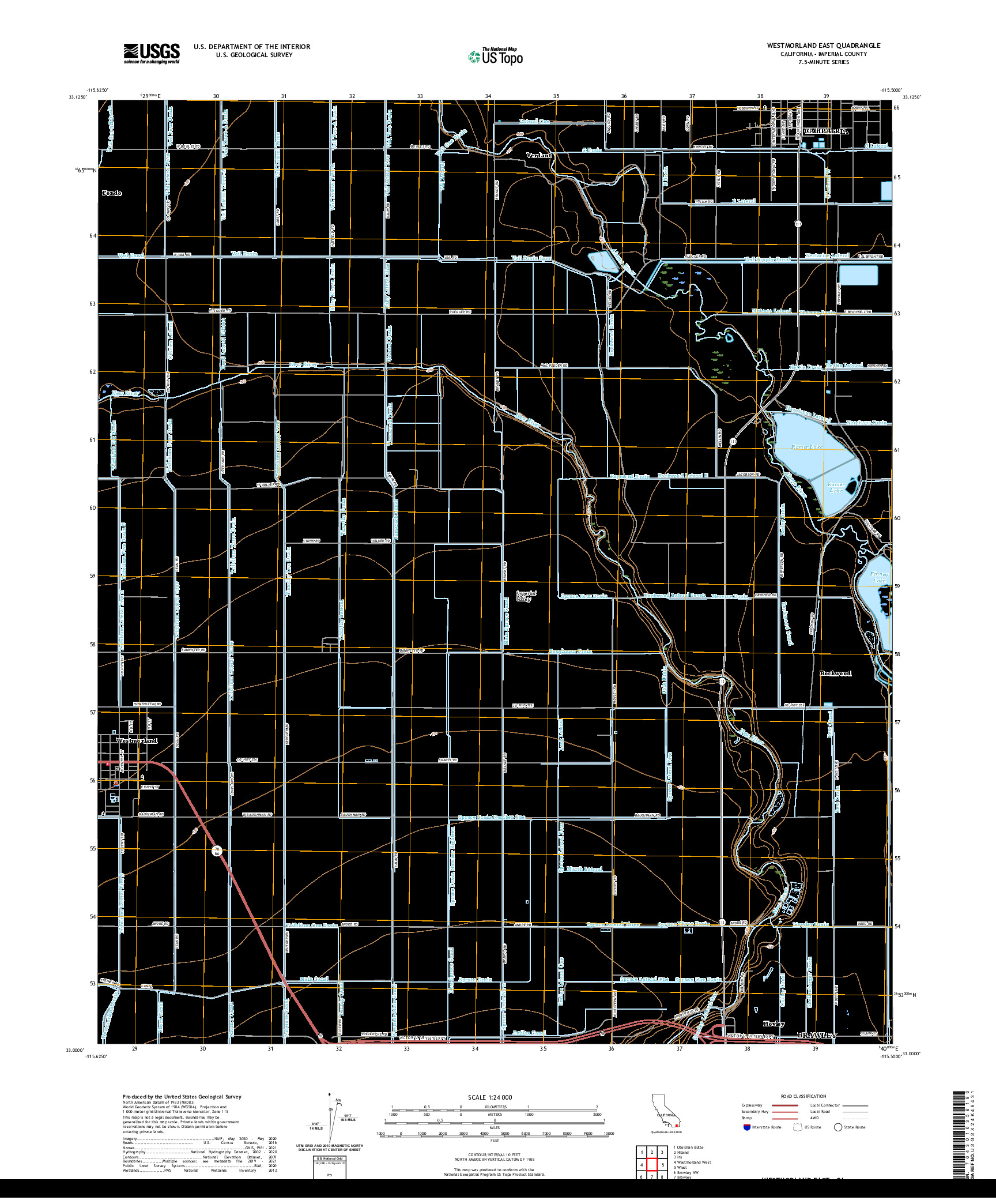 US TOPO 7.5-MINUTE MAP FOR WESTMORLAND EAST, CA