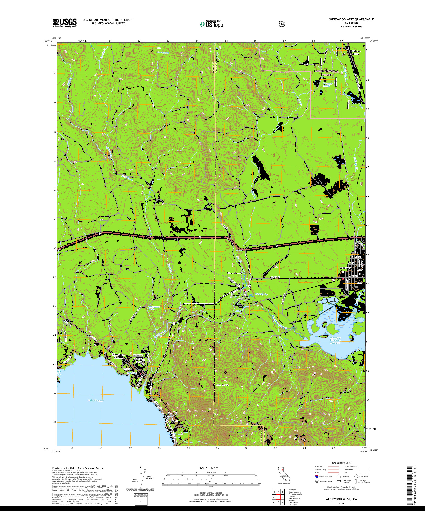 US TOPO 7.5-MINUTE MAP FOR WESTWOOD WEST, CA