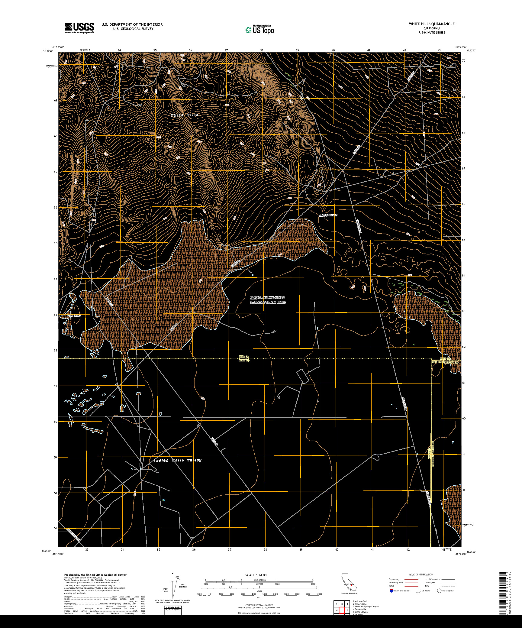 US TOPO 7.5-MINUTE MAP FOR WHITE HILLS, CA