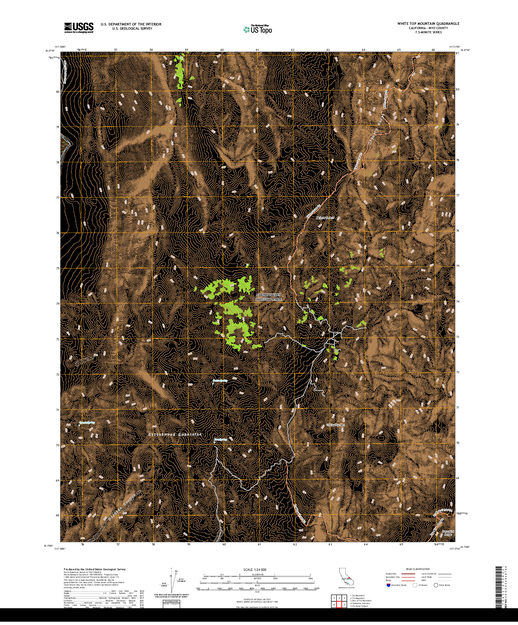 US TOPO 7.5-MINUTE MAP FOR WHITE TOP MOUNTAIN, CA