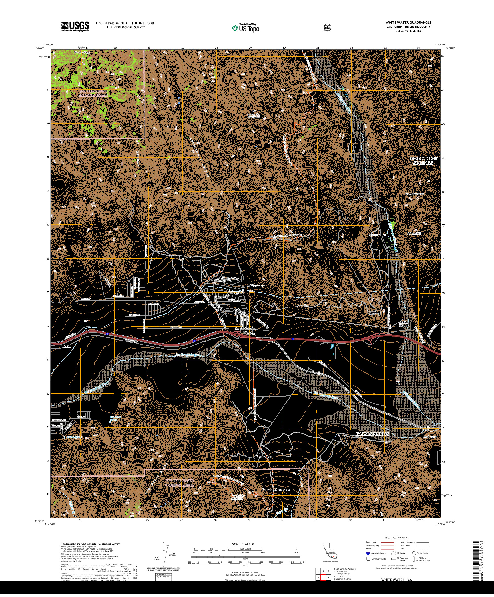 US TOPO 7.5-MINUTE MAP FOR WHITE WATER, CA