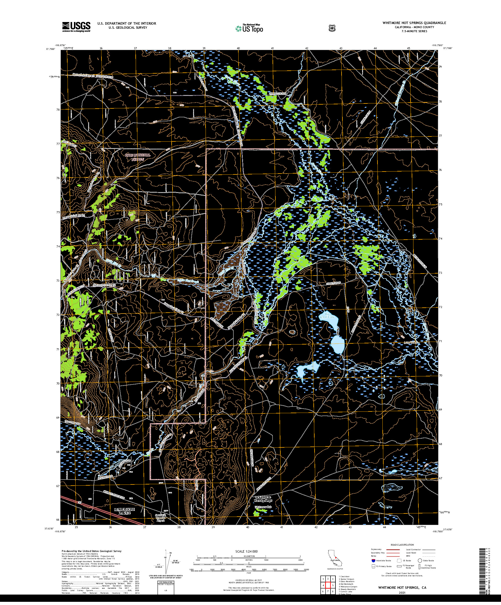 US TOPO 7.5-MINUTE MAP FOR WHITMORE HOT SPRINGS, CA