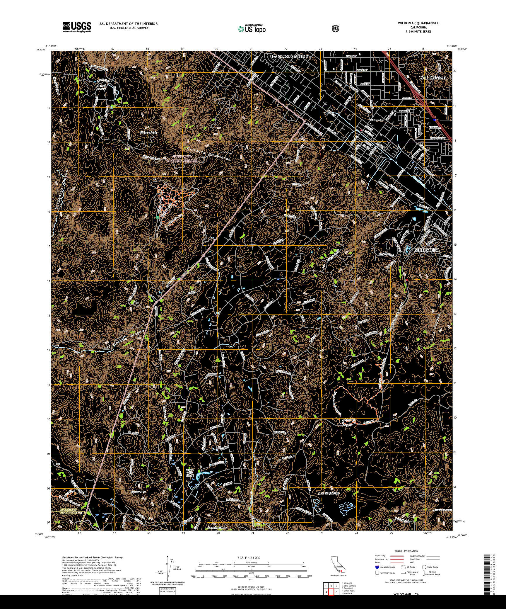 US TOPO 7.5-MINUTE MAP FOR WILDOMAR, CA