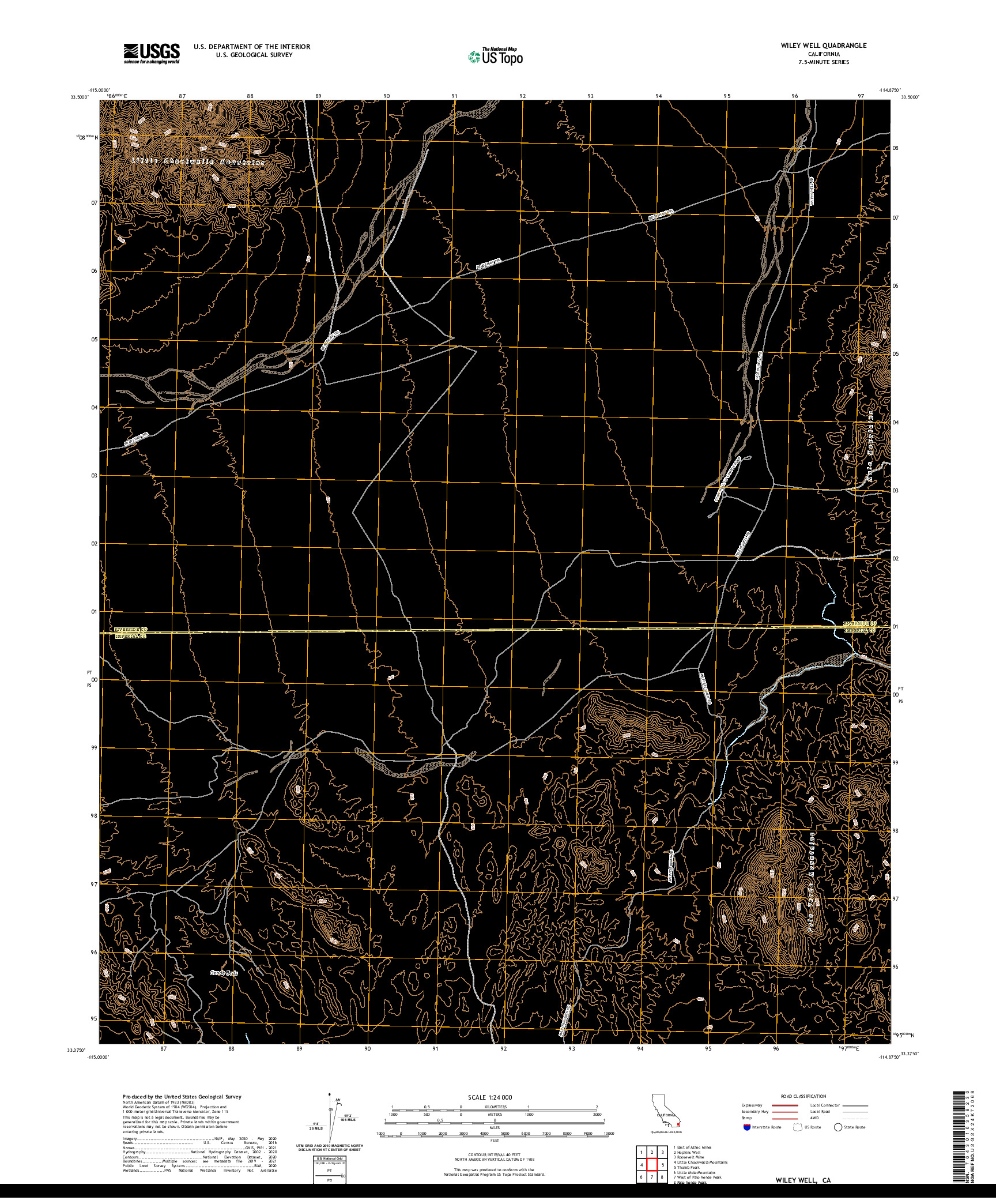 US TOPO 7.5-MINUTE MAP FOR WILEY WELL, CA