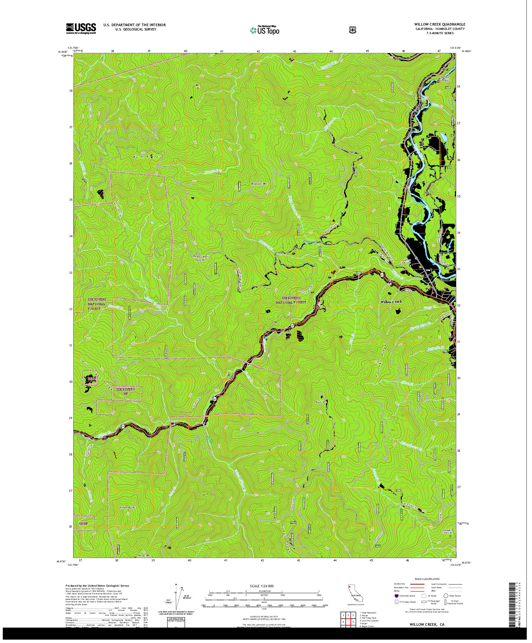 US TOPO 7.5-MINUTE MAP FOR WILLOW CREEK, CA