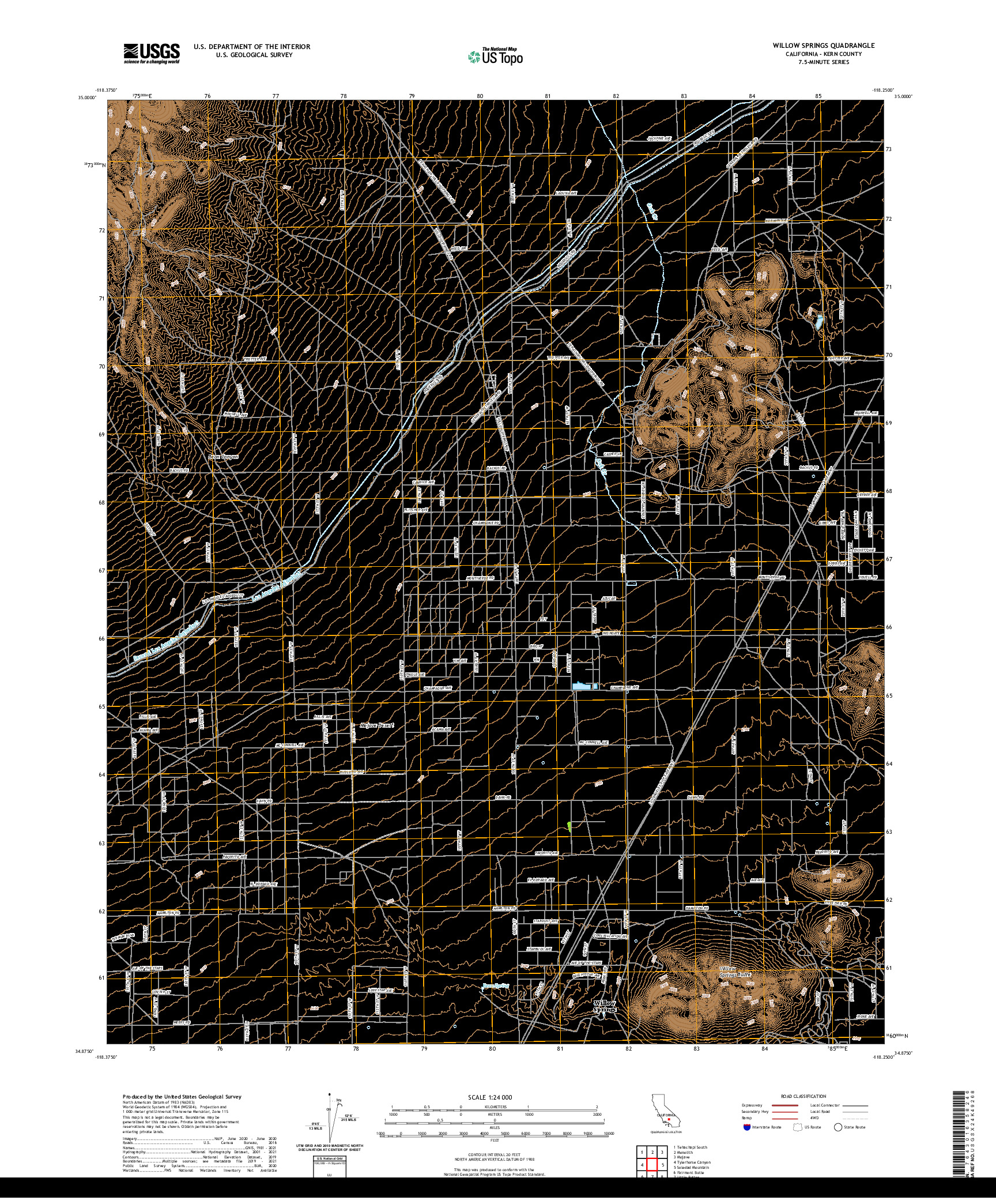 US TOPO 7.5-MINUTE MAP FOR WILLOW SPRINGS, CA