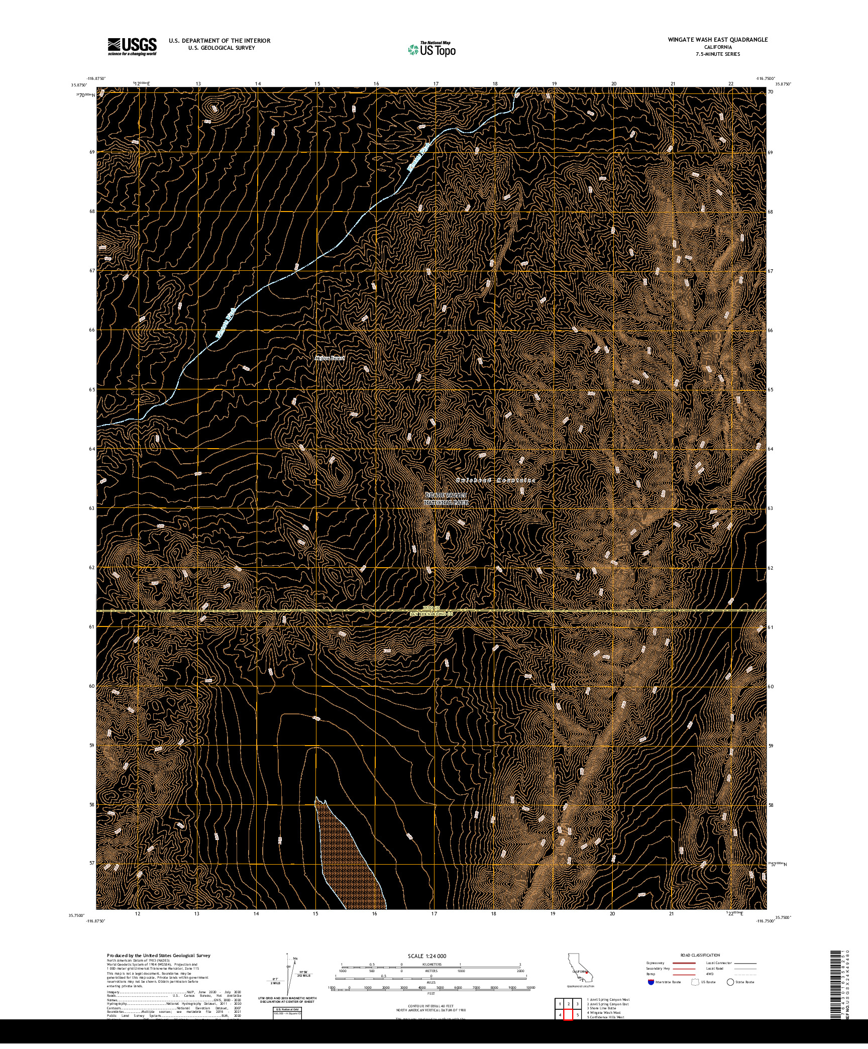 US TOPO 7.5-MINUTE MAP FOR WINGATE WASH EAST, CA