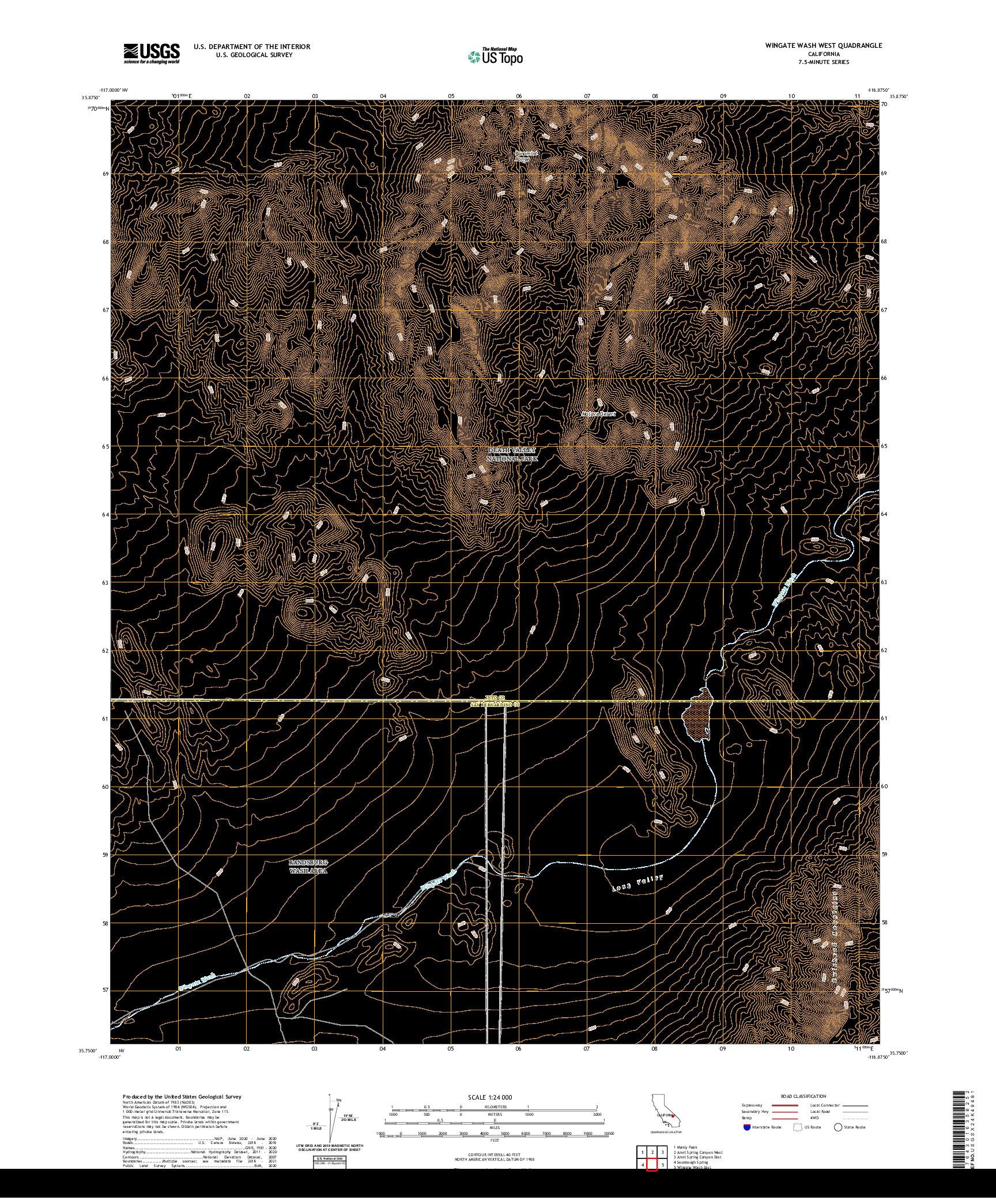 US TOPO 7.5-MINUTE MAP FOR WINGATE WASH WEST, CA