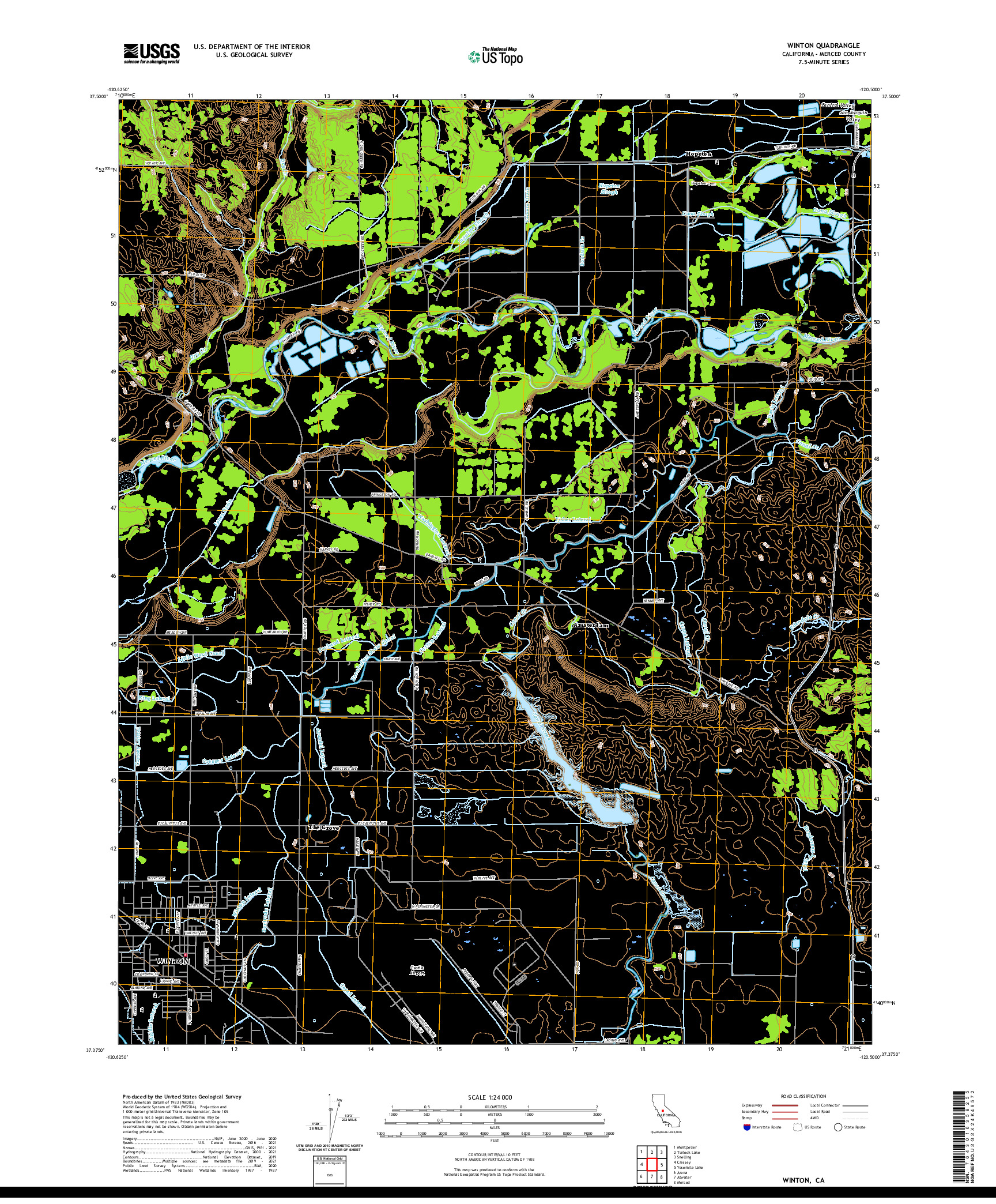 US TOPO 7.5-MINUTE MAP FOR WINTON, CA