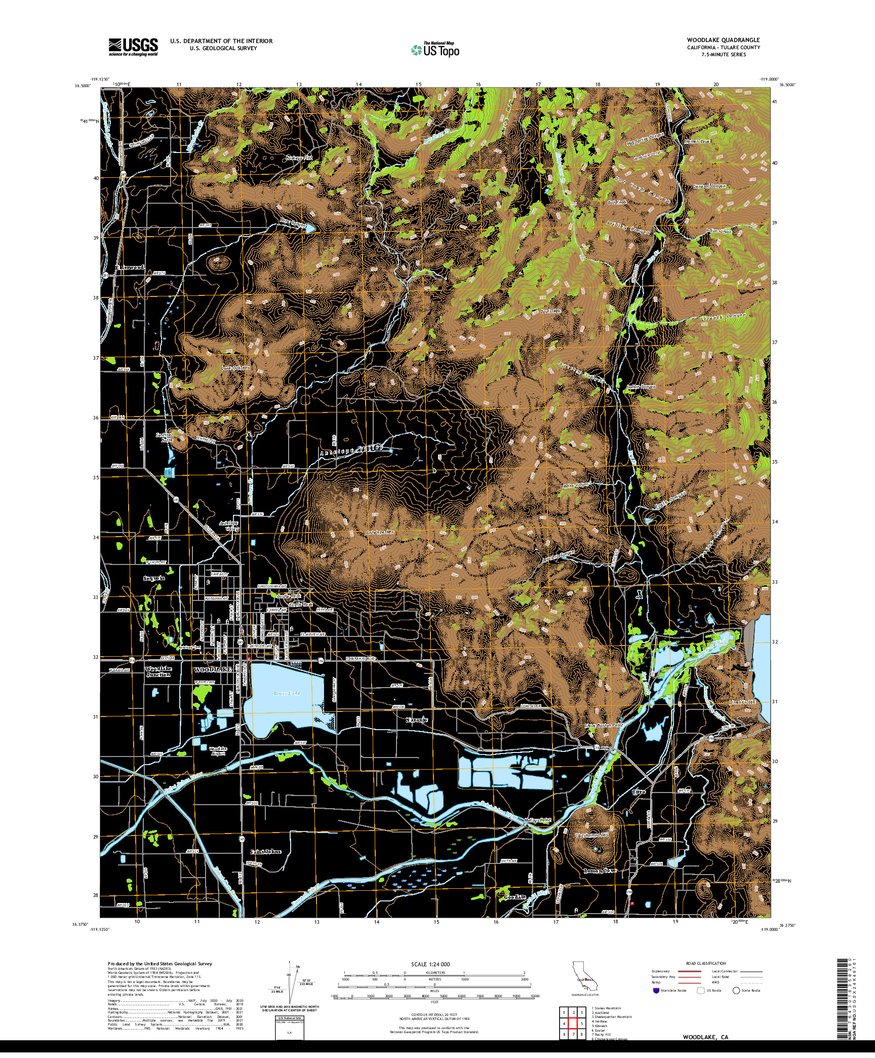 US TOPO 7.5-MINUTE MAP FOR WOODLAKE, CA