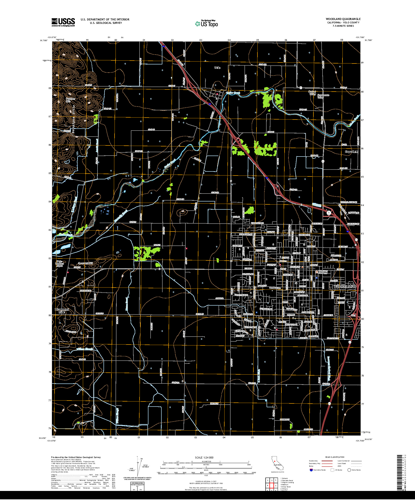 US TOPO 7.5-MINUTE MAP FOR WOODLAND, CA