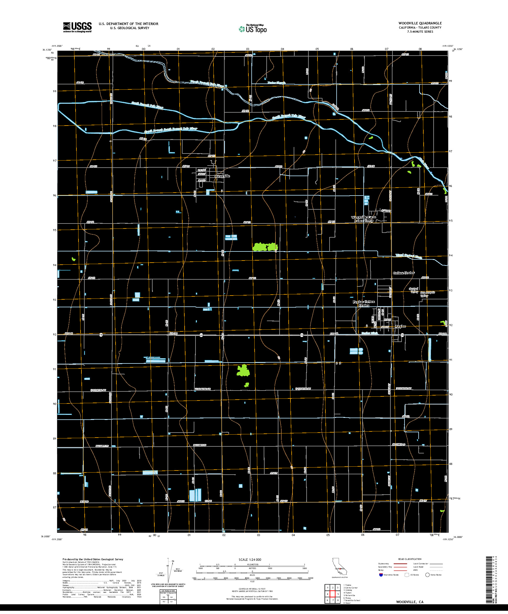 US TOPO 7.5-MINUTE MAP FOR WOODVILLE, CA