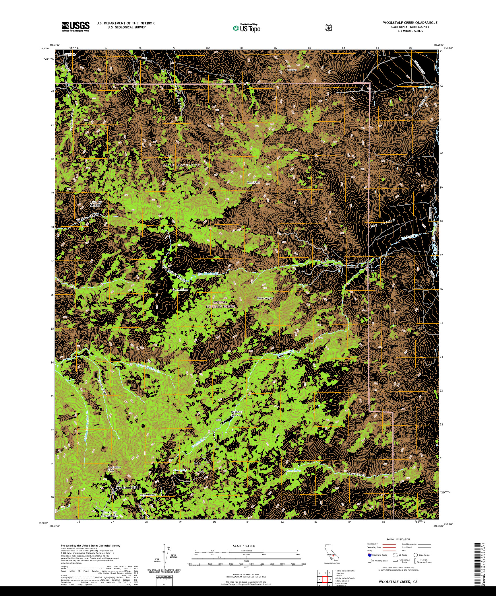 US TOPO 7.5-MINUTE MAP FOR WOOLSTALF CREEK, CA