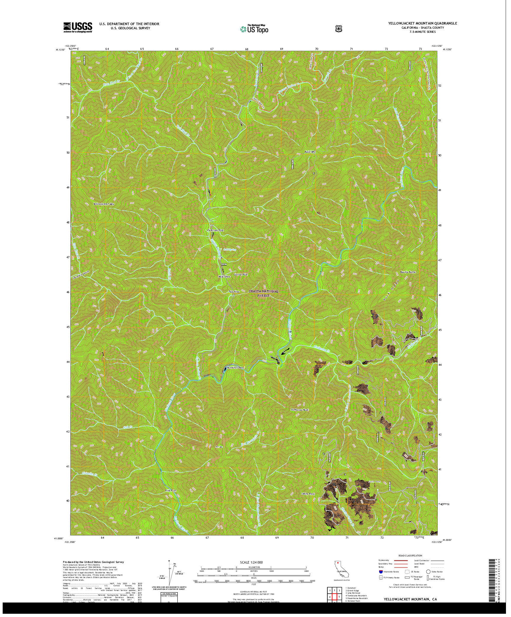 US TOPO 7.5-MINUTE MAP FOR YELLOWJACKET MOUNTAIN, CA