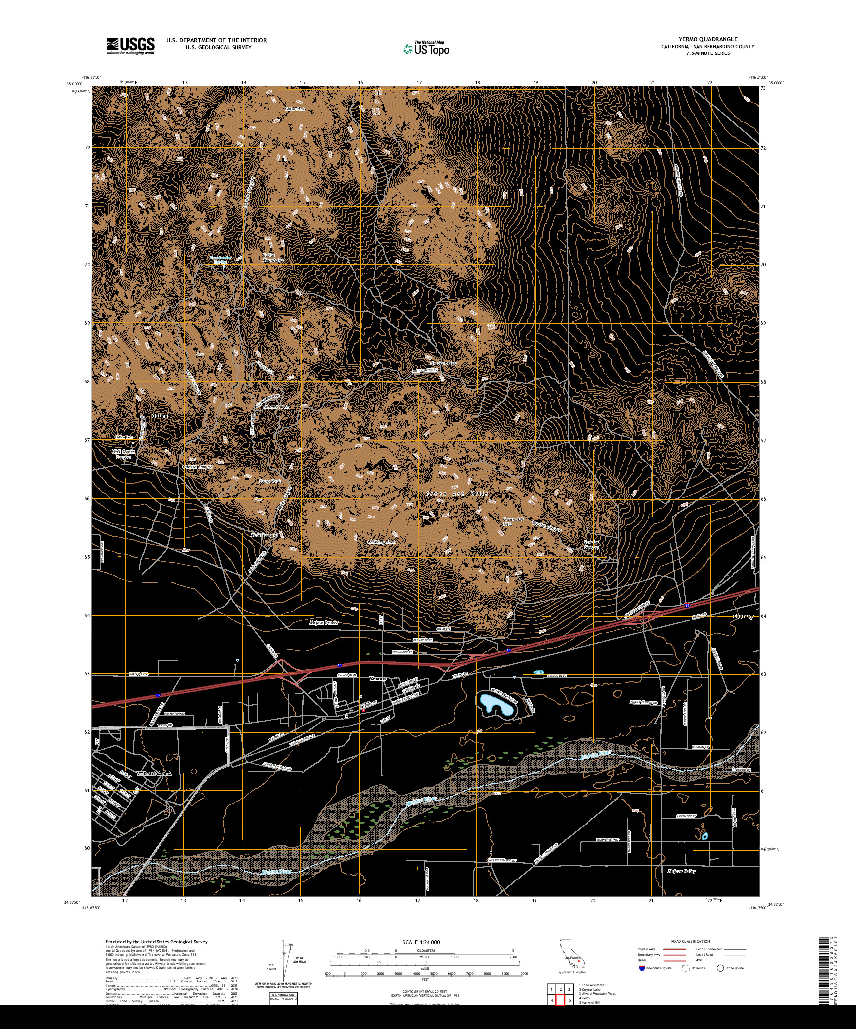 US TOPO 7.5-MINUTE MAP FOR YERMO, CA