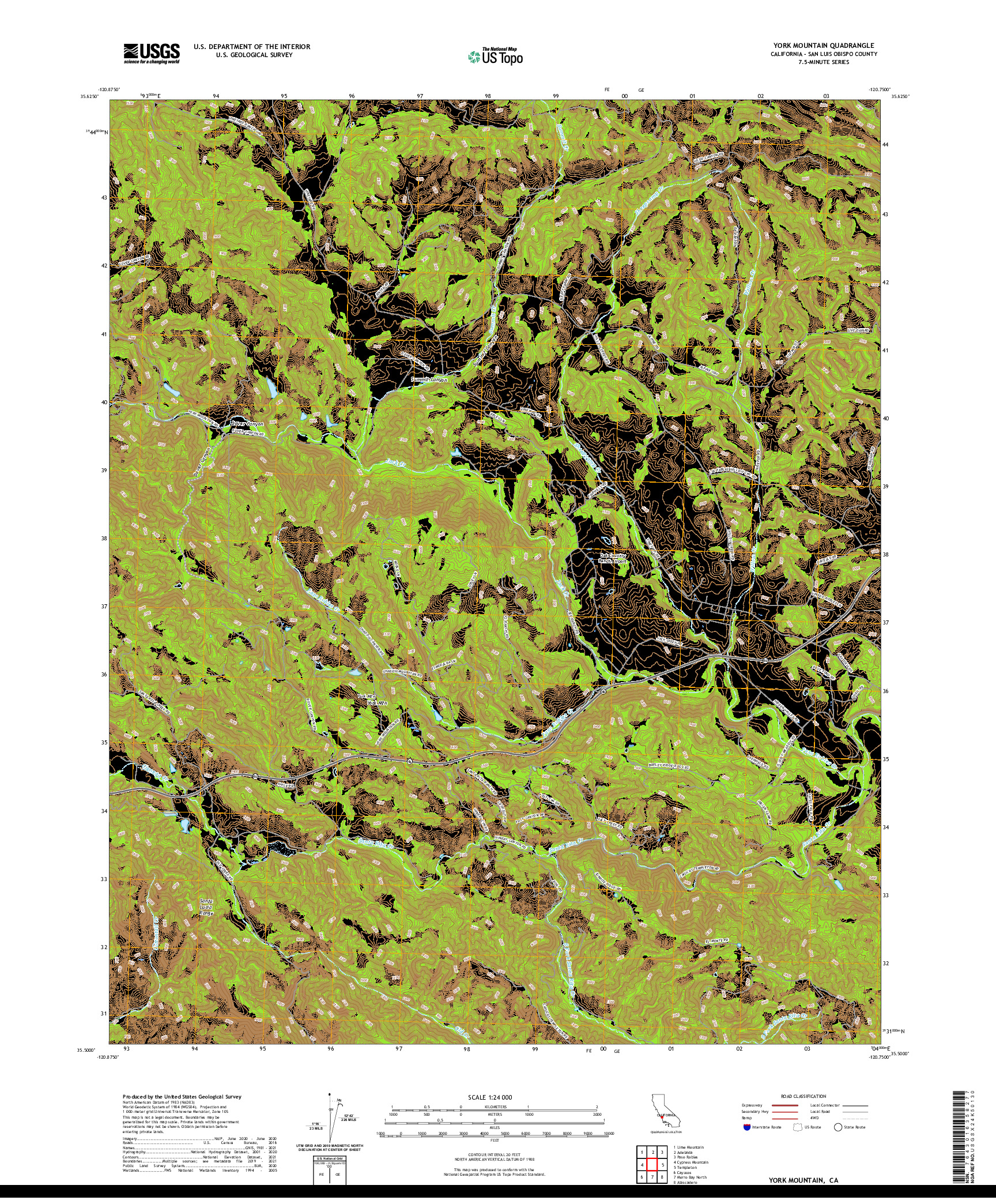 US TOPO 7.5-MINUTE MAP FOR YORK MOUNTAIN, CA