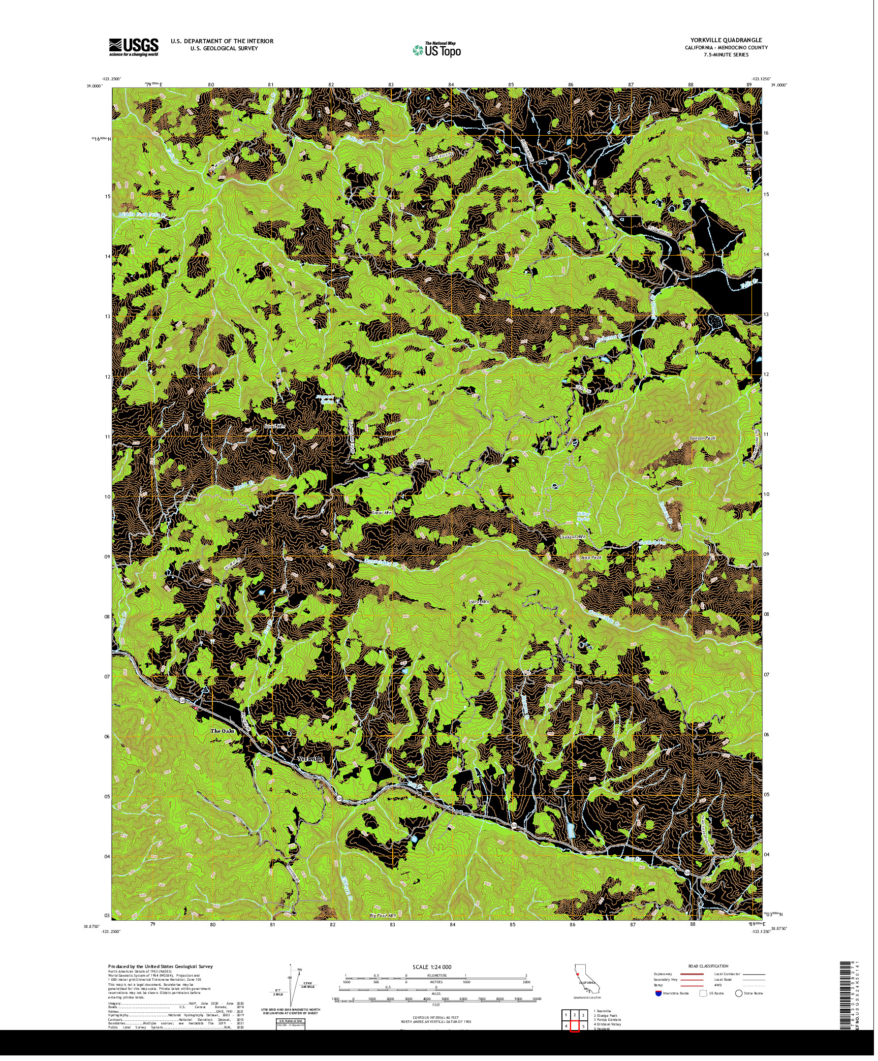 US TOPO 7.5-MINUTE MAP FOR YORKVILLE, CA