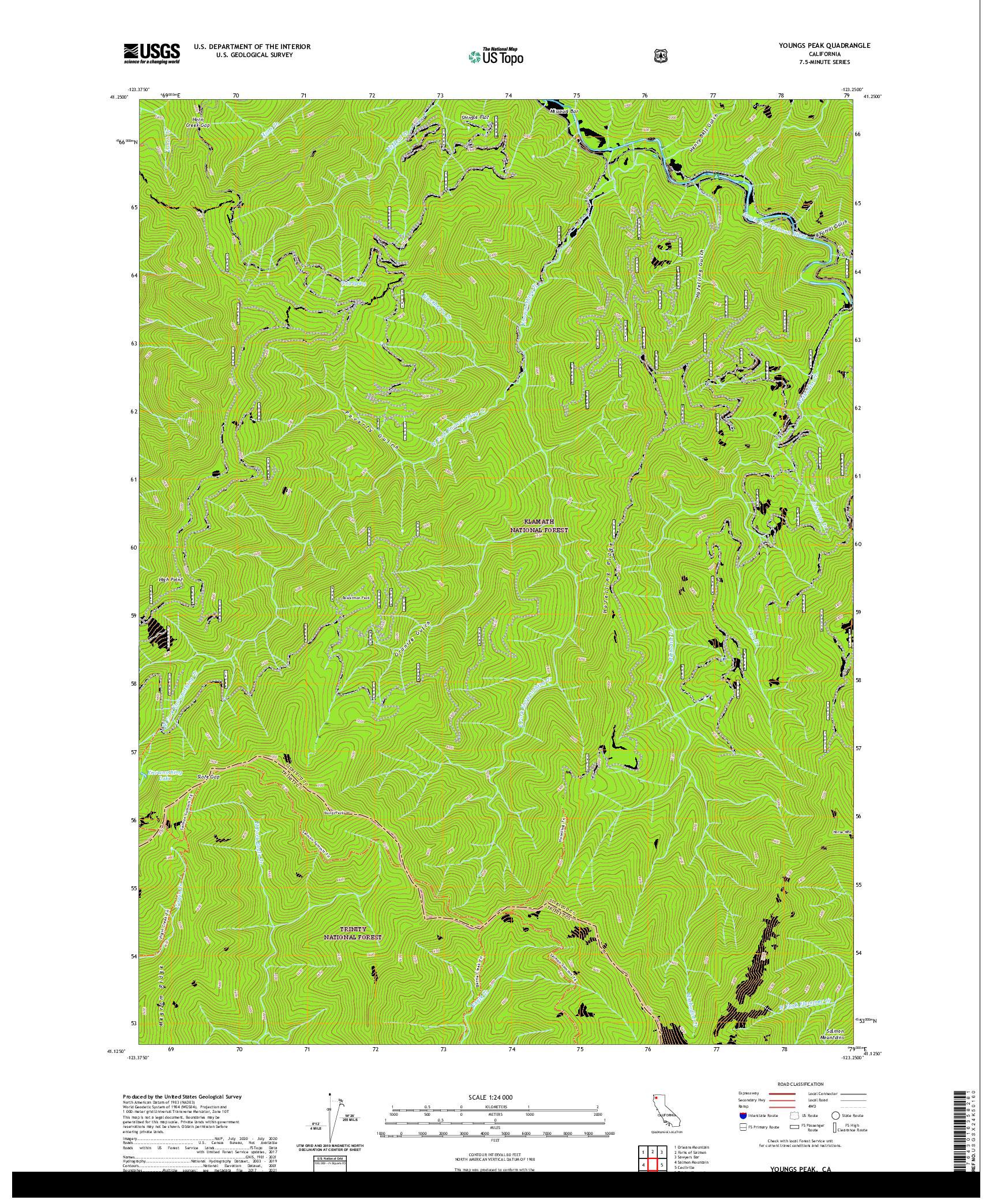 US TOPO 7.5-MINUTE MAP FOR YOUNGS PEAK, CA