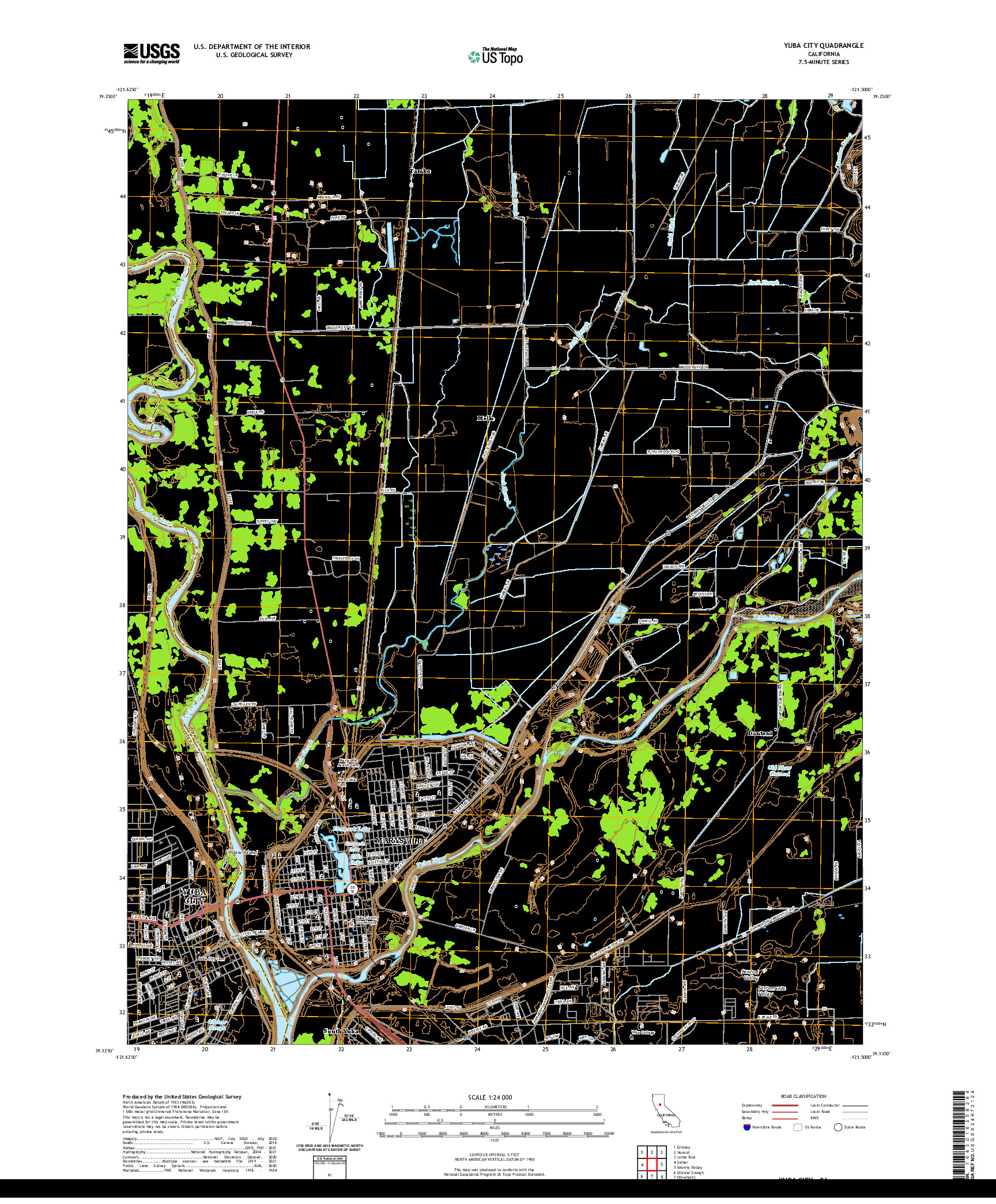 US TOPO 7.5-MINUTE MAP FOR YUBA CITY, CA