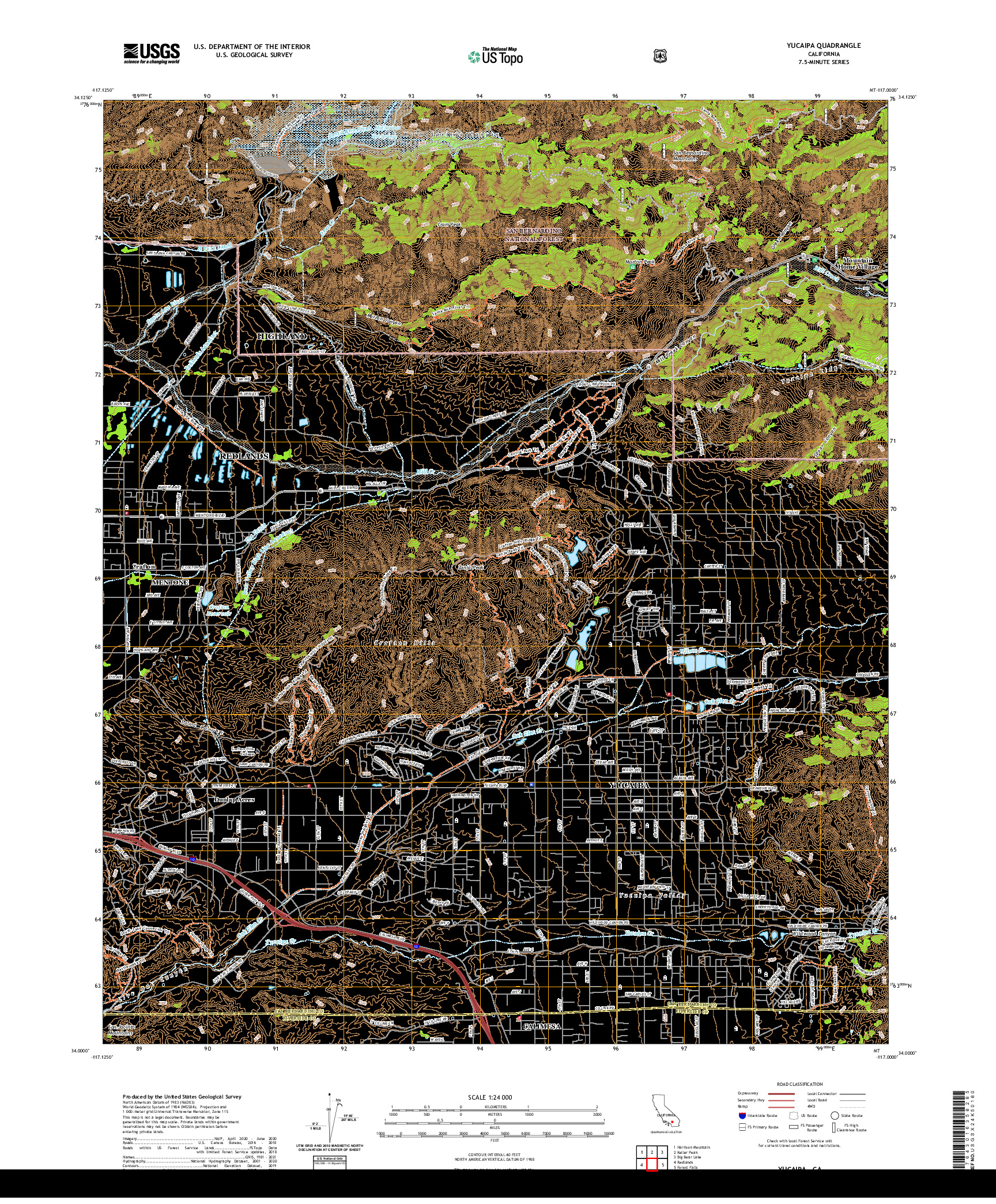US TOPO 7.5-MINUTE MAP FOR YUCAIPA, CA