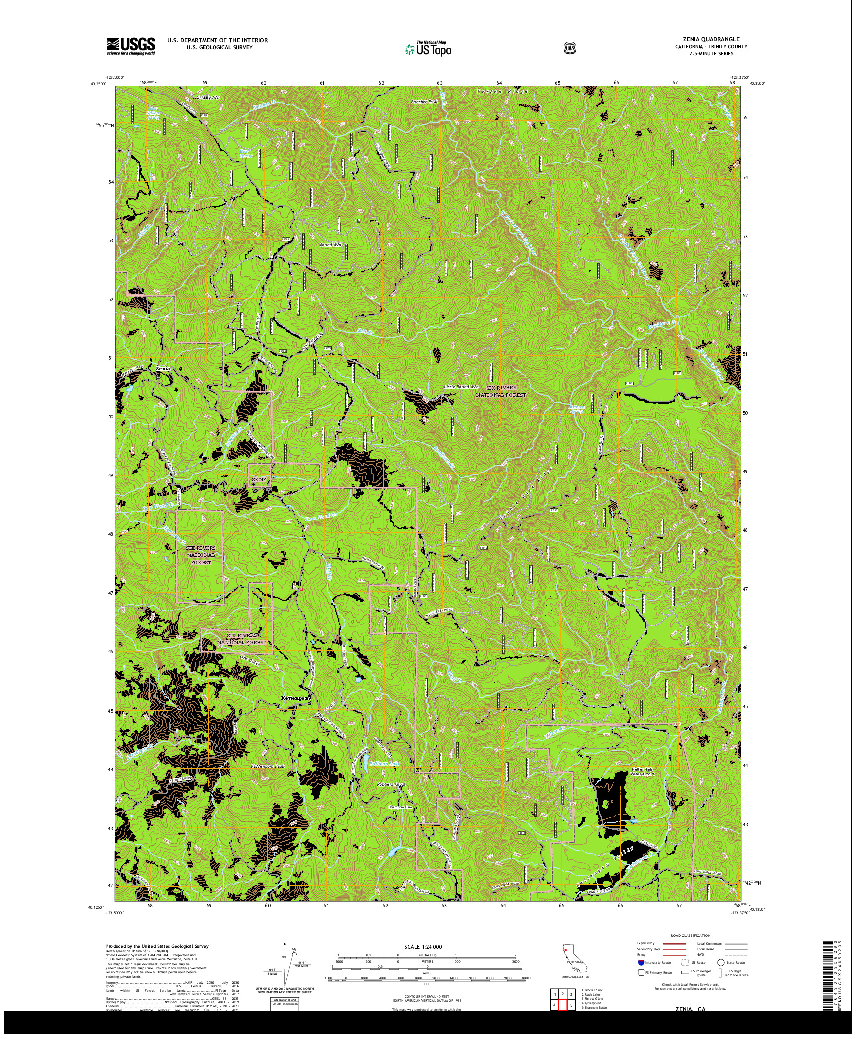 US TOPO 7.5-MINUTE MAP FOR ZENIA, CA