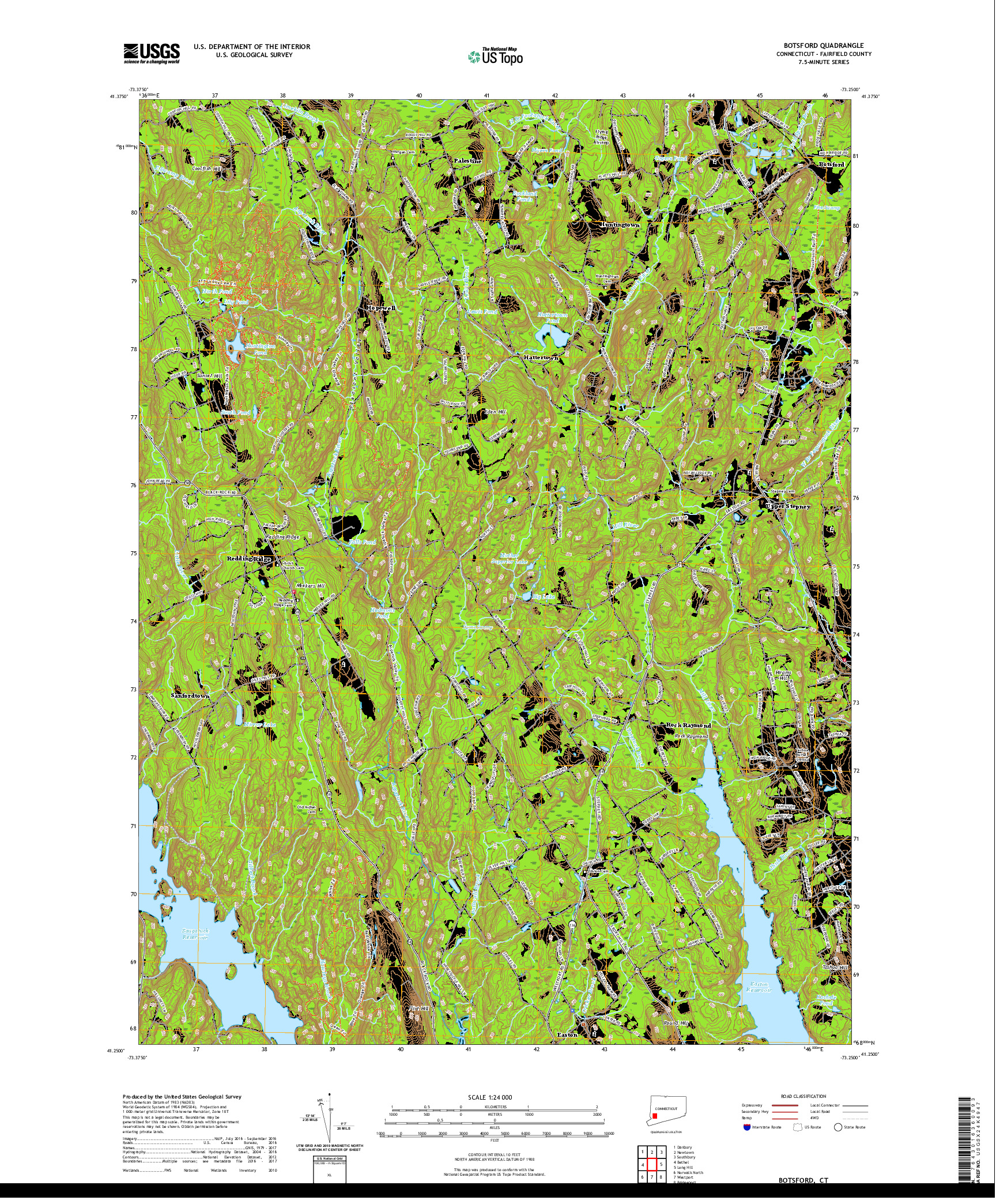 USGS US TOPO 7.5-MINUTE MAP FOR BOTSFORD, CT 2021