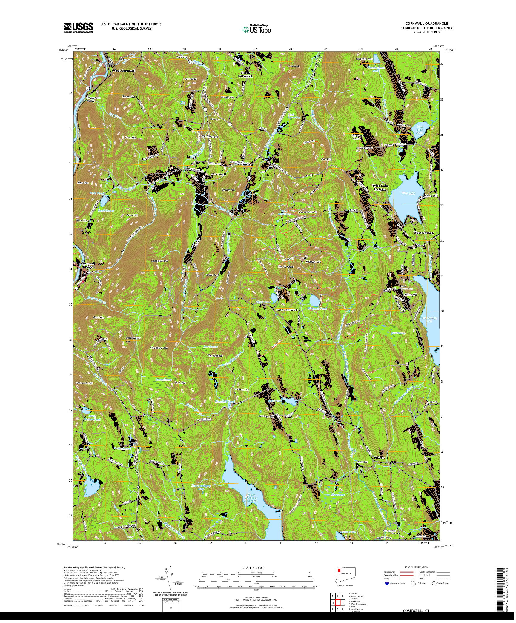 USGS US TOPO 7.5-MINUTE MAP FOR CORNWALL, CT 2021