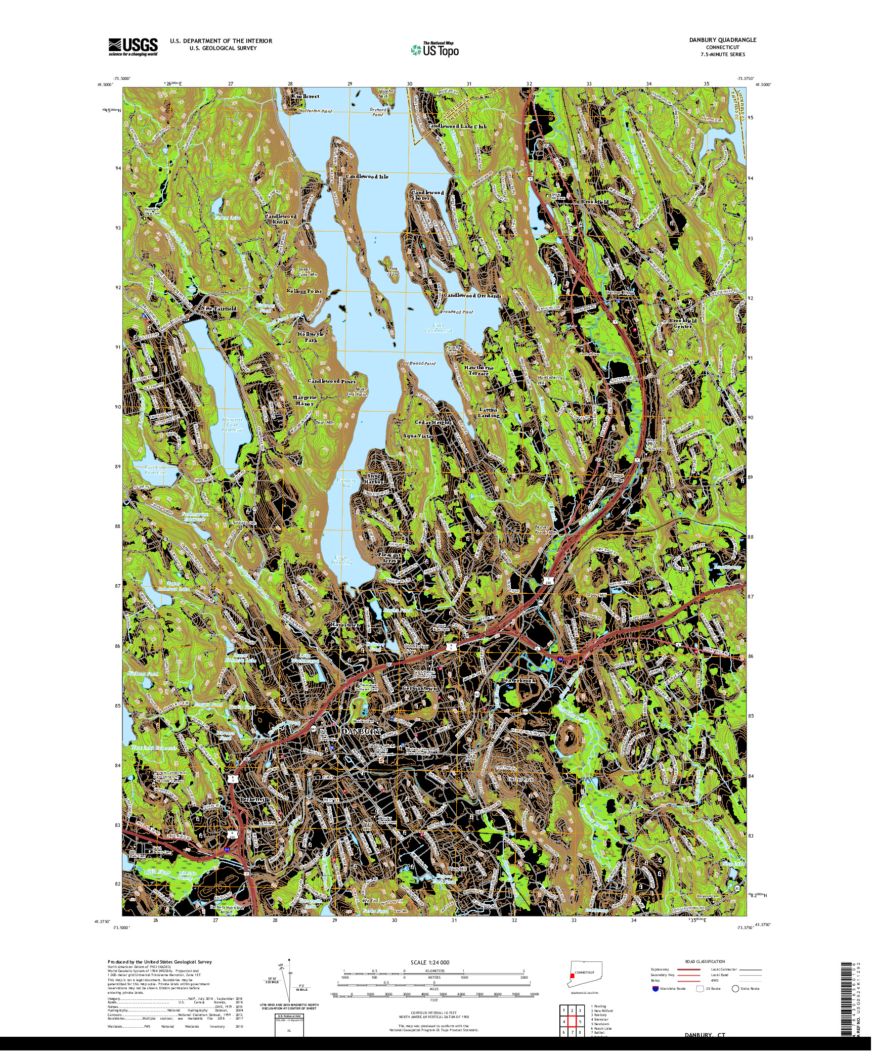 USGS US TOPO 7.5-MINUTE MAP FOR DANBURY, CT 2021