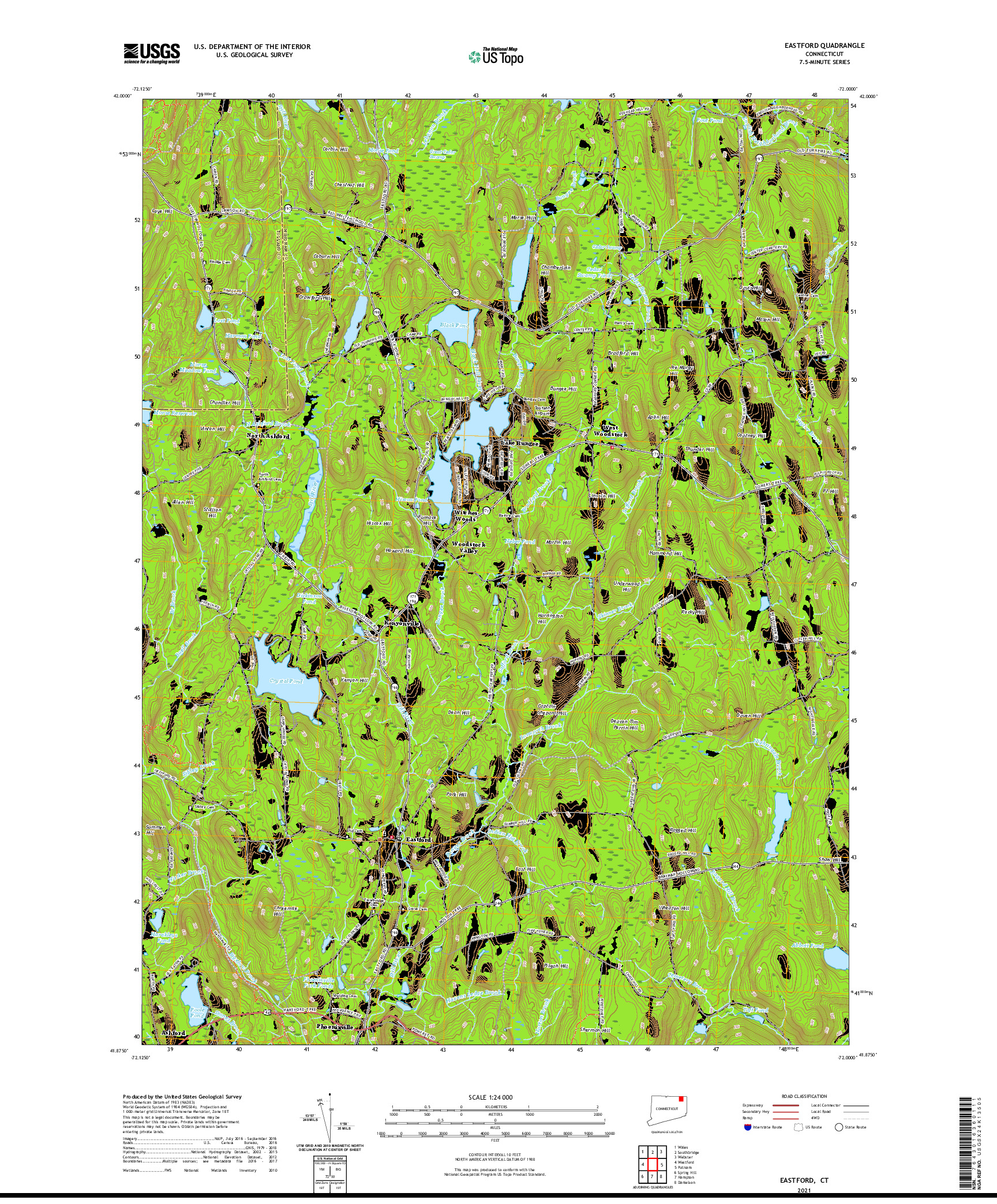 USGS US TOPO 7.5-MINUTE MAP FOR EASTFORD, CT 2021