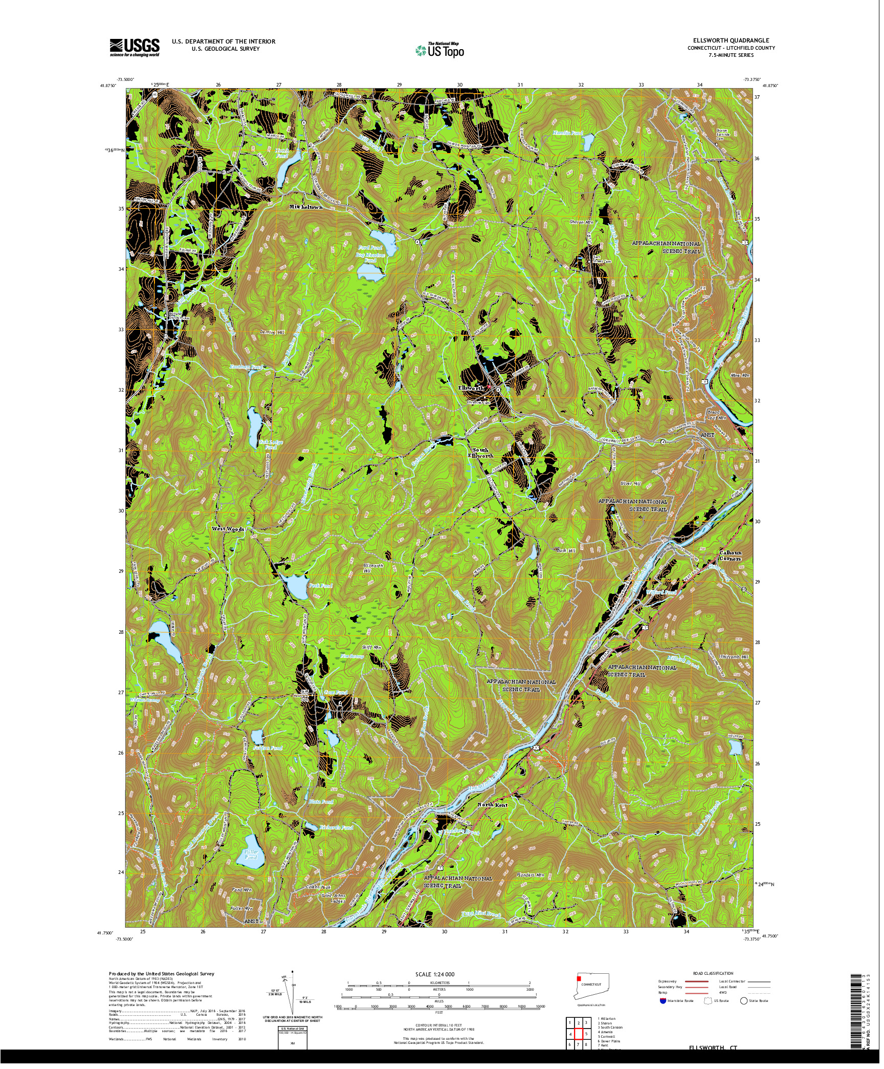 USGS US TOPO 7.5-MINUTE MAP FOR ELLSWORTH, CT 2021