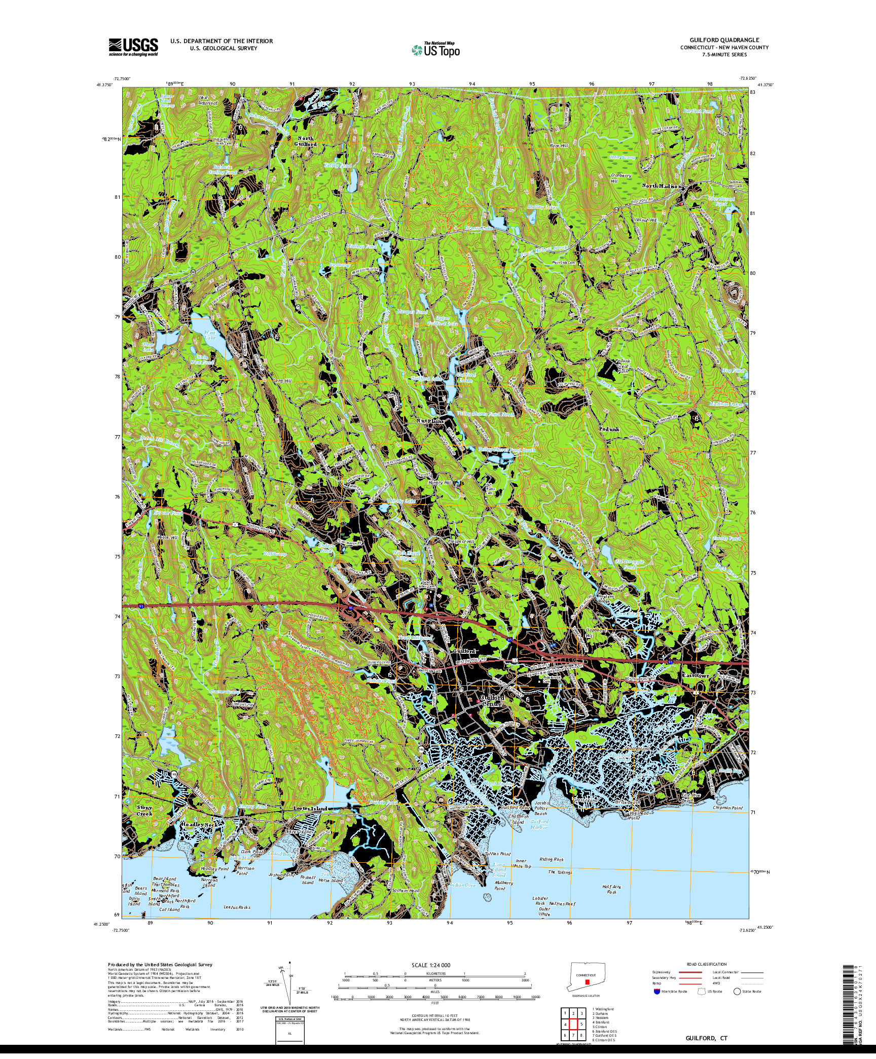 USGS US TOPO 7.5-MINUTE MAP FOR GUILFORD, CT 2021