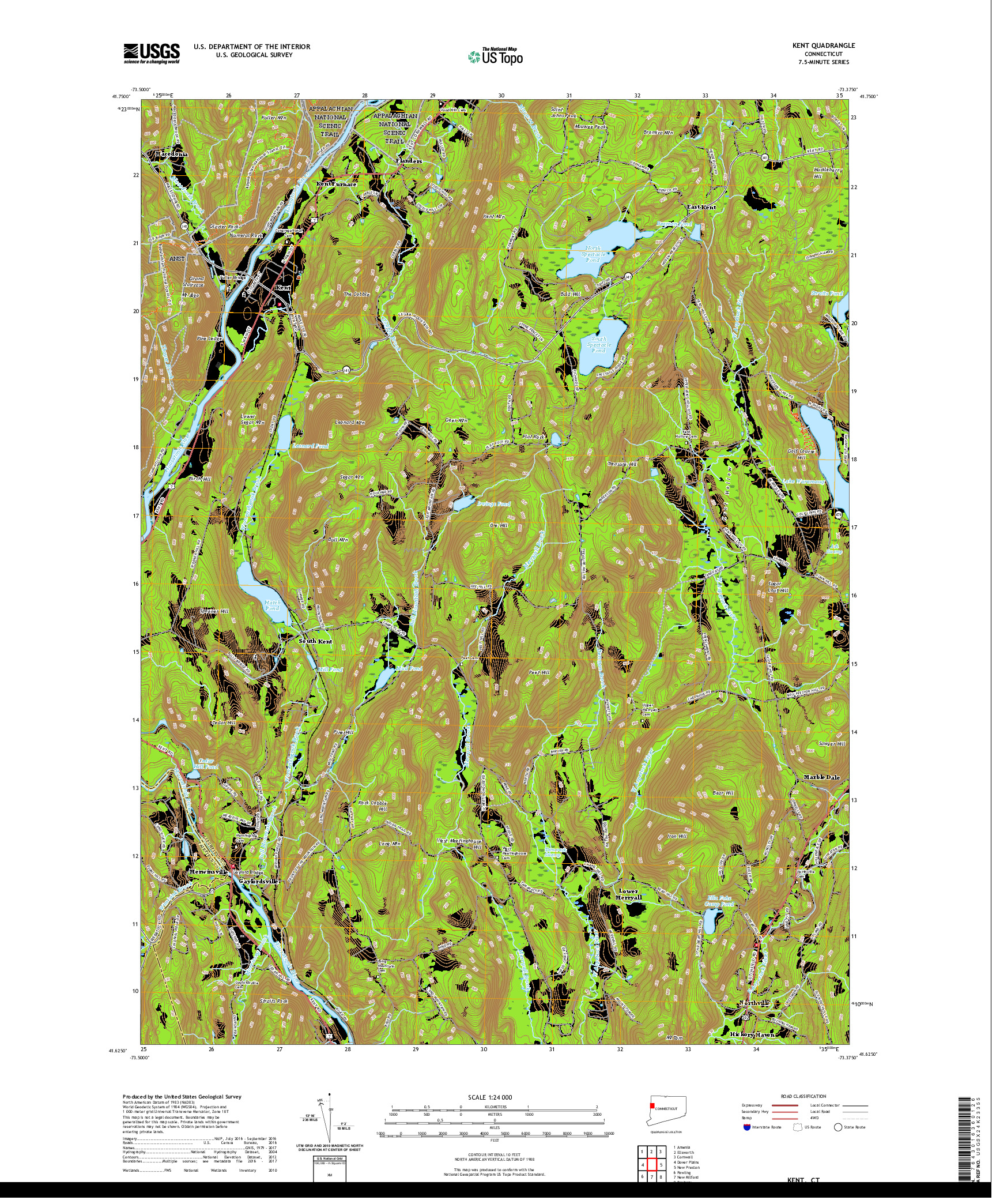 USGS US TOPO 7.5-MINUTE MAP FOR KENT, CT 2021