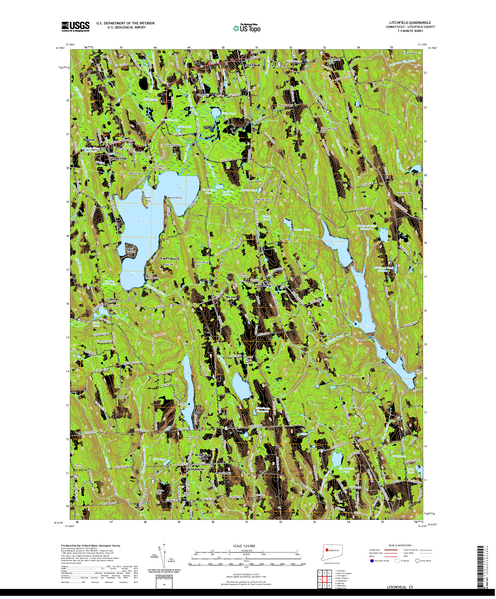 USGS US TOPO 7.5-MINUTE MAP FOR LITCHFIELD, CT 2021