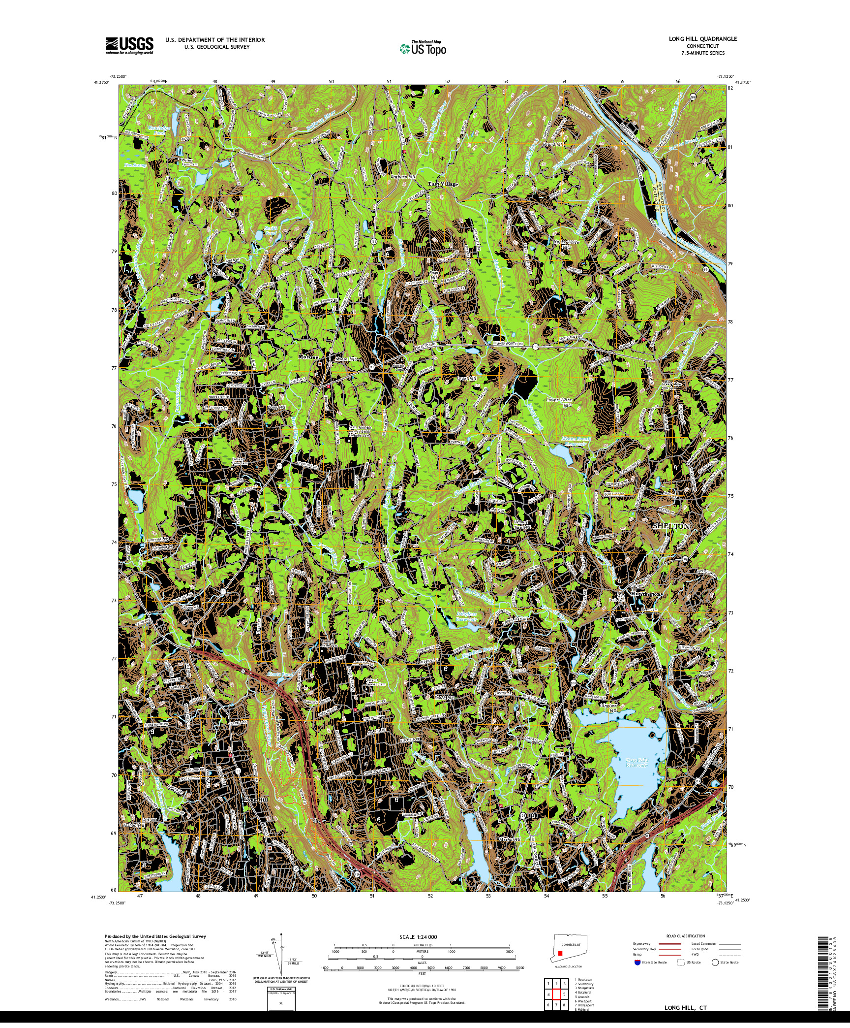 USGS US TOPO 7.5-MINUTE MAP FOR LONG HILL, CT 2021