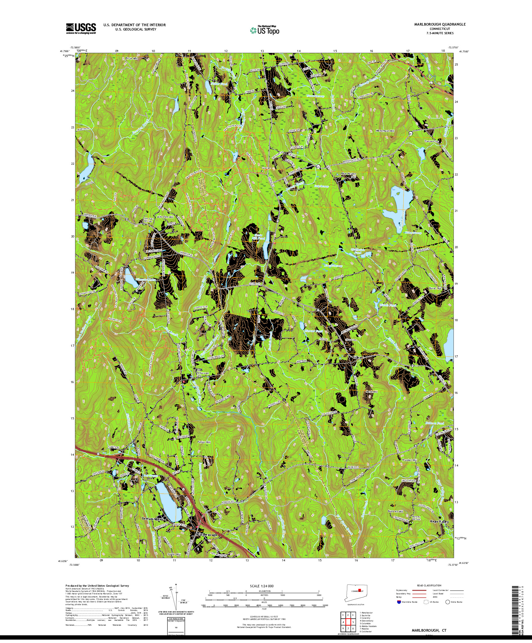 USGS US TOPO 7.5-MINUTE MAP FOR MARLBOROUGH, CT 2021