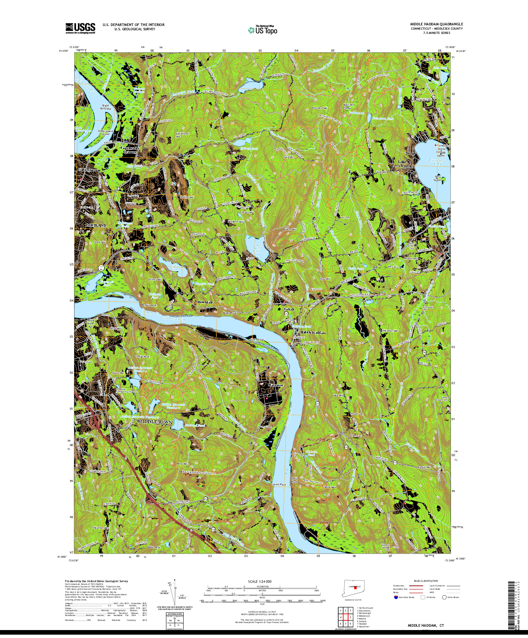USGS US TOPO 7.5-MINUTE MAP FOR MIDDLE HADDAM, CT 2021