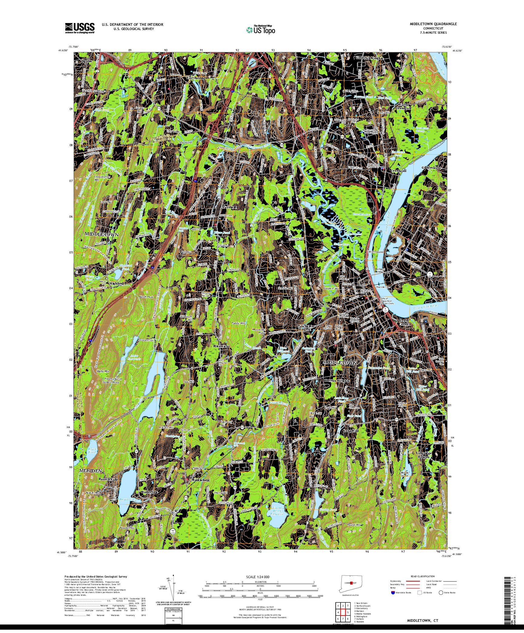 USGS US TOPO 7.5-MINUTE MAP FOR MIDDLETOWN, CT 2021