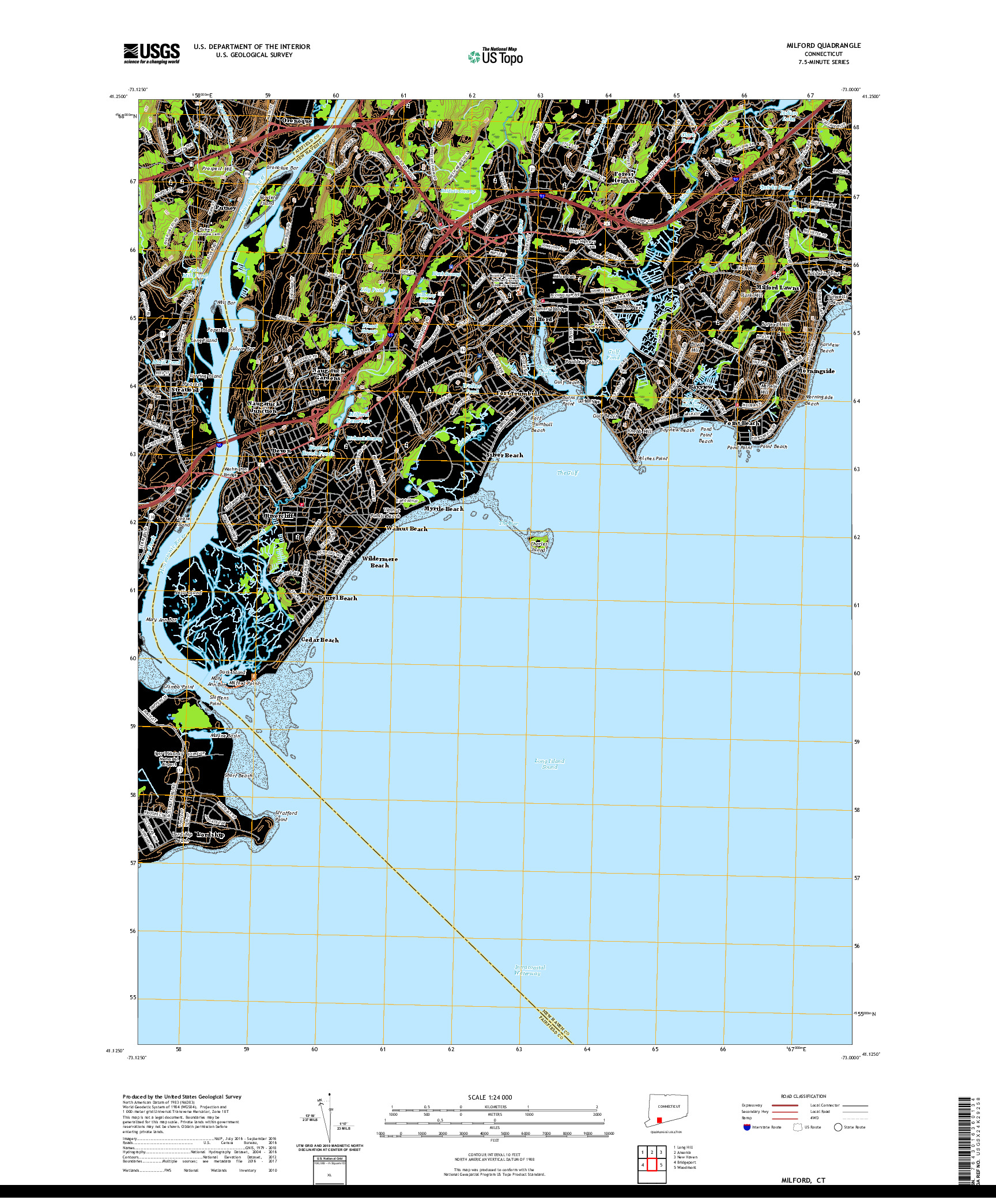 USGS US TOPO 7.5-MINUTE MAP FOR MILFORD, CT 2021