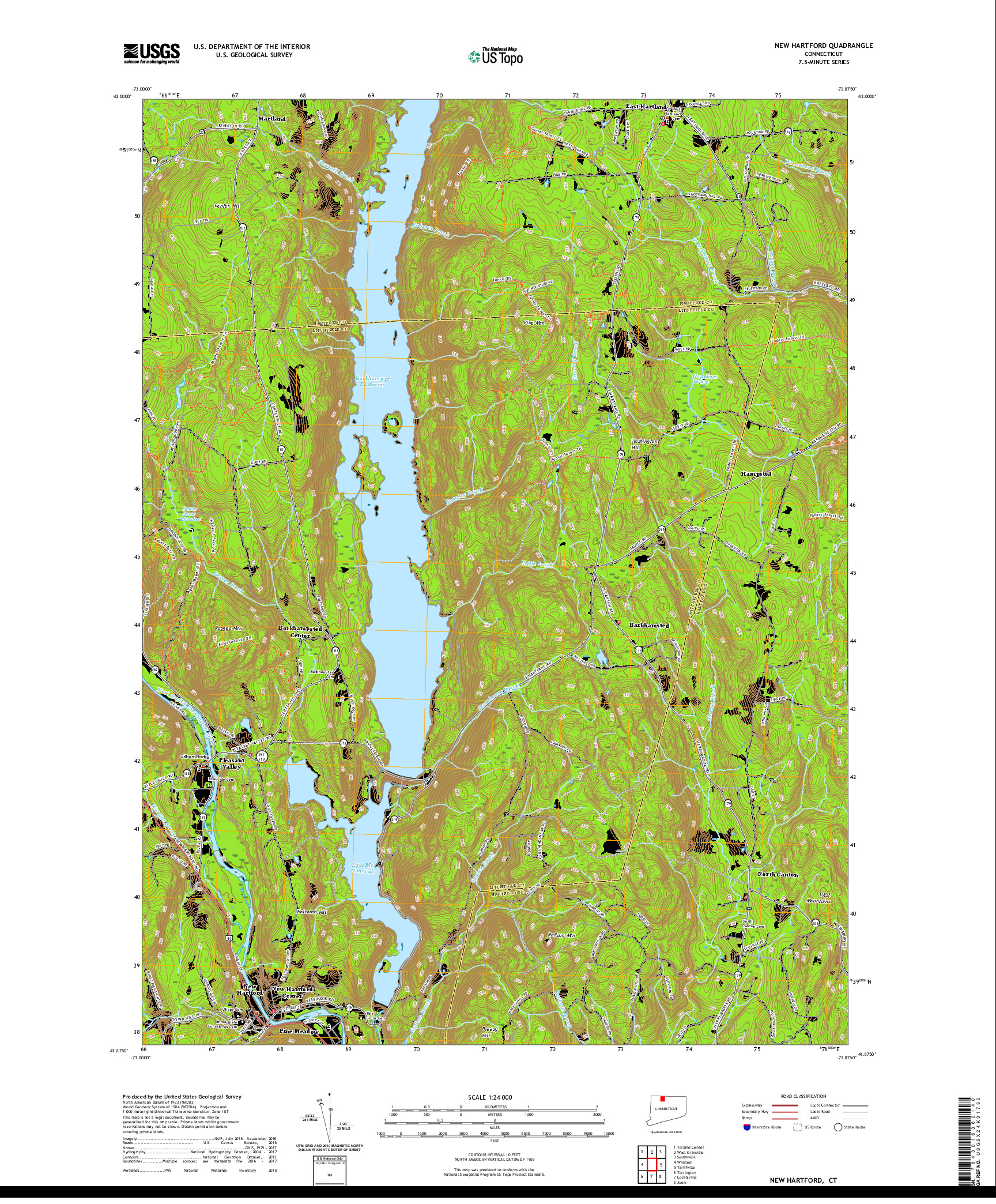 USGS US TOPO 7.5-MINUTE MAP FOR NEW HARTFORD, CT 2021