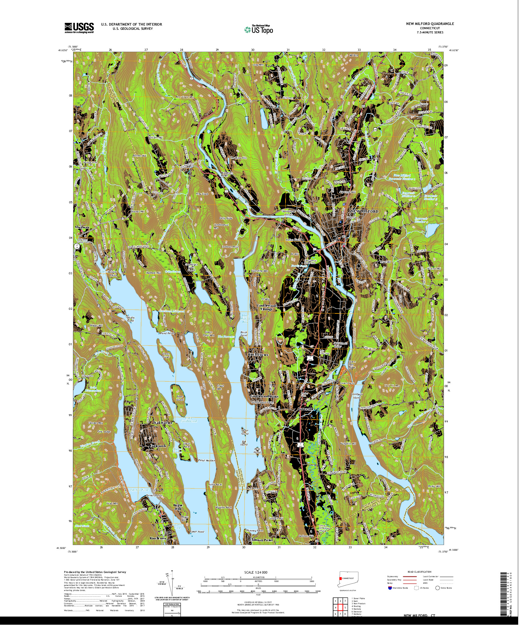 USGS US TOPO 7.5-MINUTE MAP FOR NEW MILFORD, CT 2021