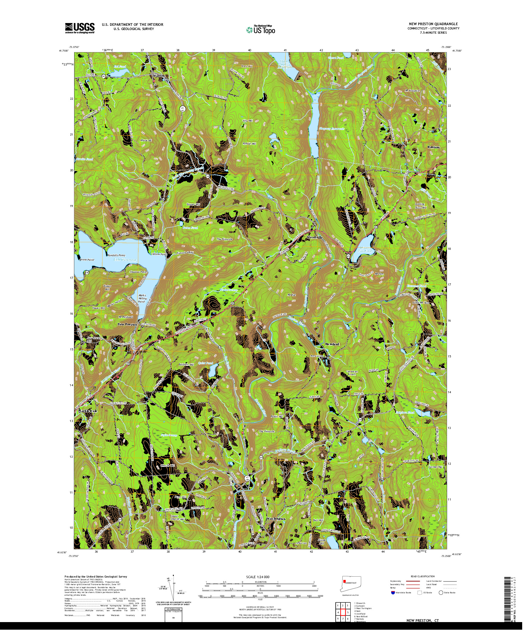 USGS US TOPO 7.5-MINUTE MAP FOR NEW PRESTON, CT 2021