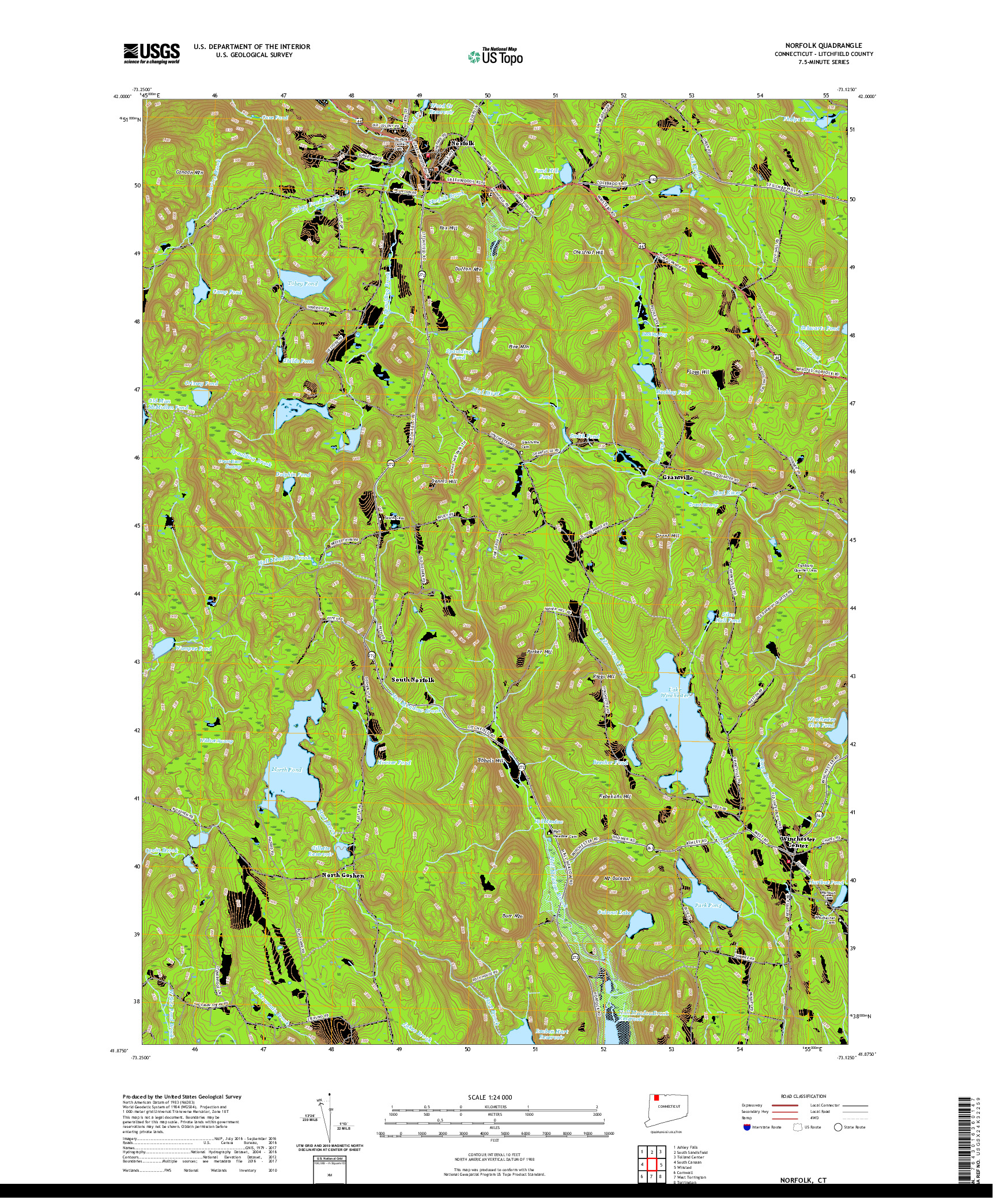 USGS US TOPO 7.5-MINUTE MAP FOR NORFOLK, CT 2021