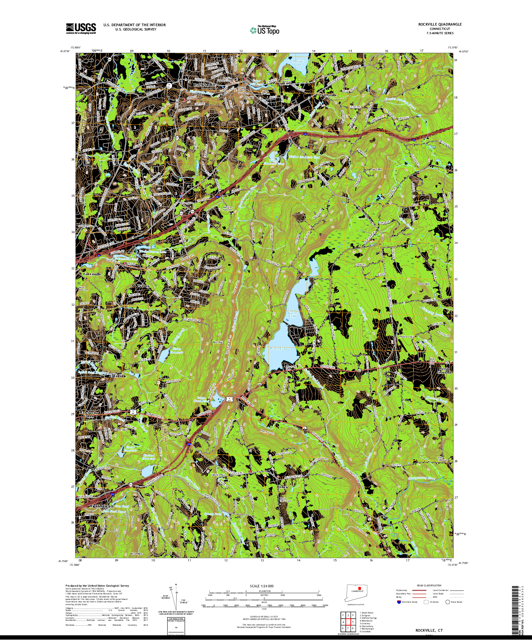 USGS US TOPO 7.5-MINUTE MAP FOR ROCKVILLE, CT 2021