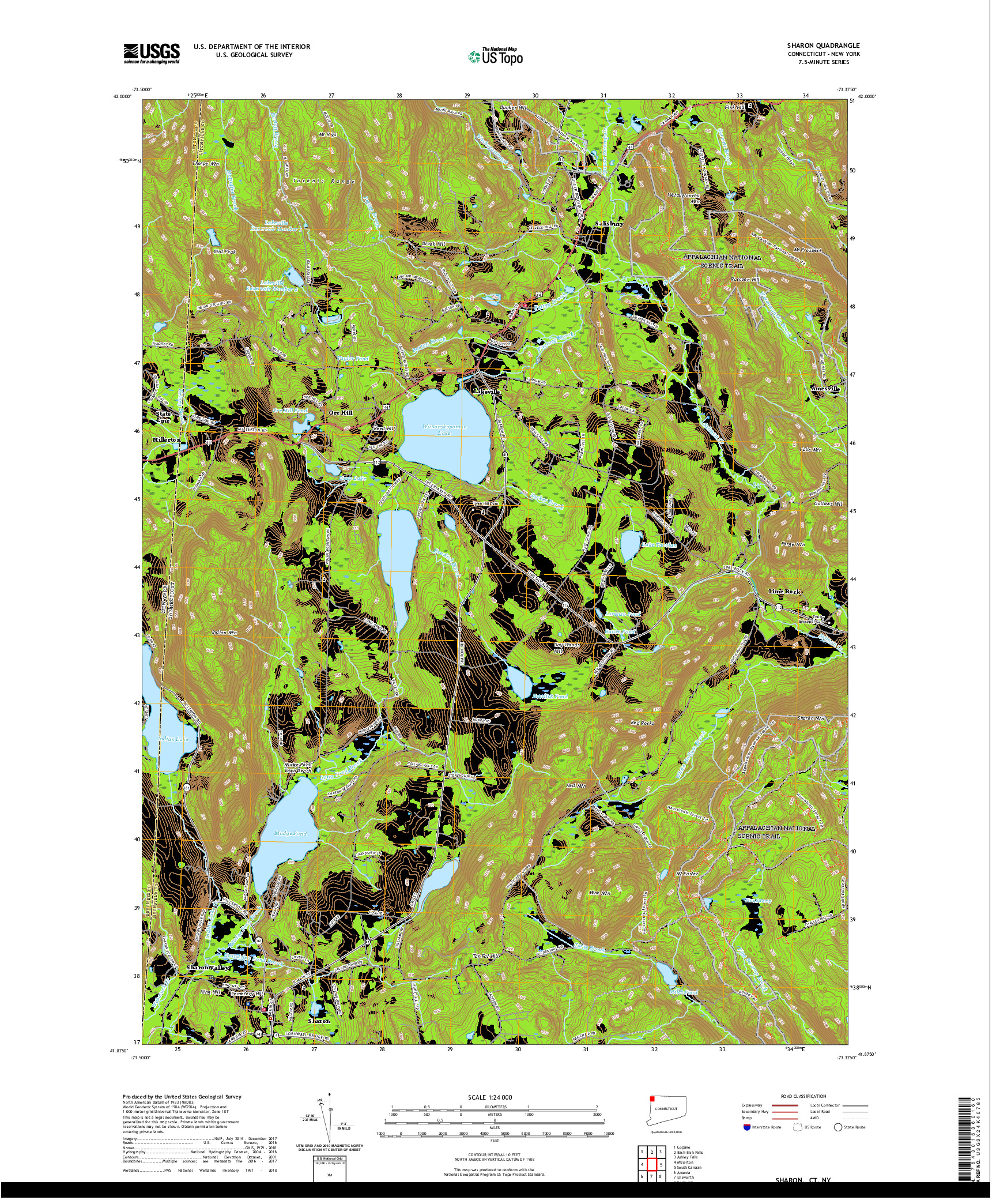 USGS US TOPO 7.5-MINUTE MAP FOR SHARON, CT,NY 2021