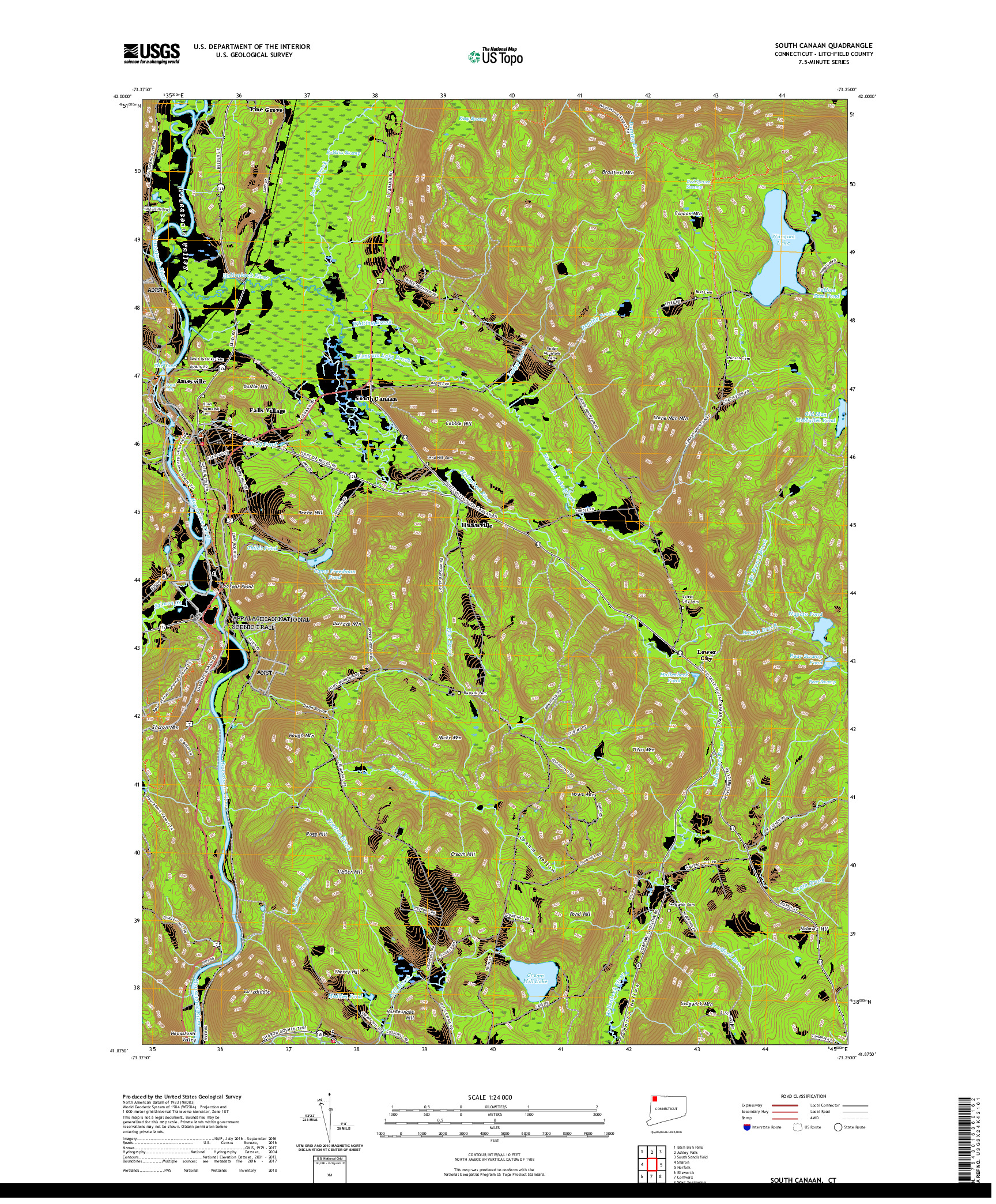 USGS US TOPO 7.5-MINUTE MAP FOR SOUTH CANAAN, CT 2021